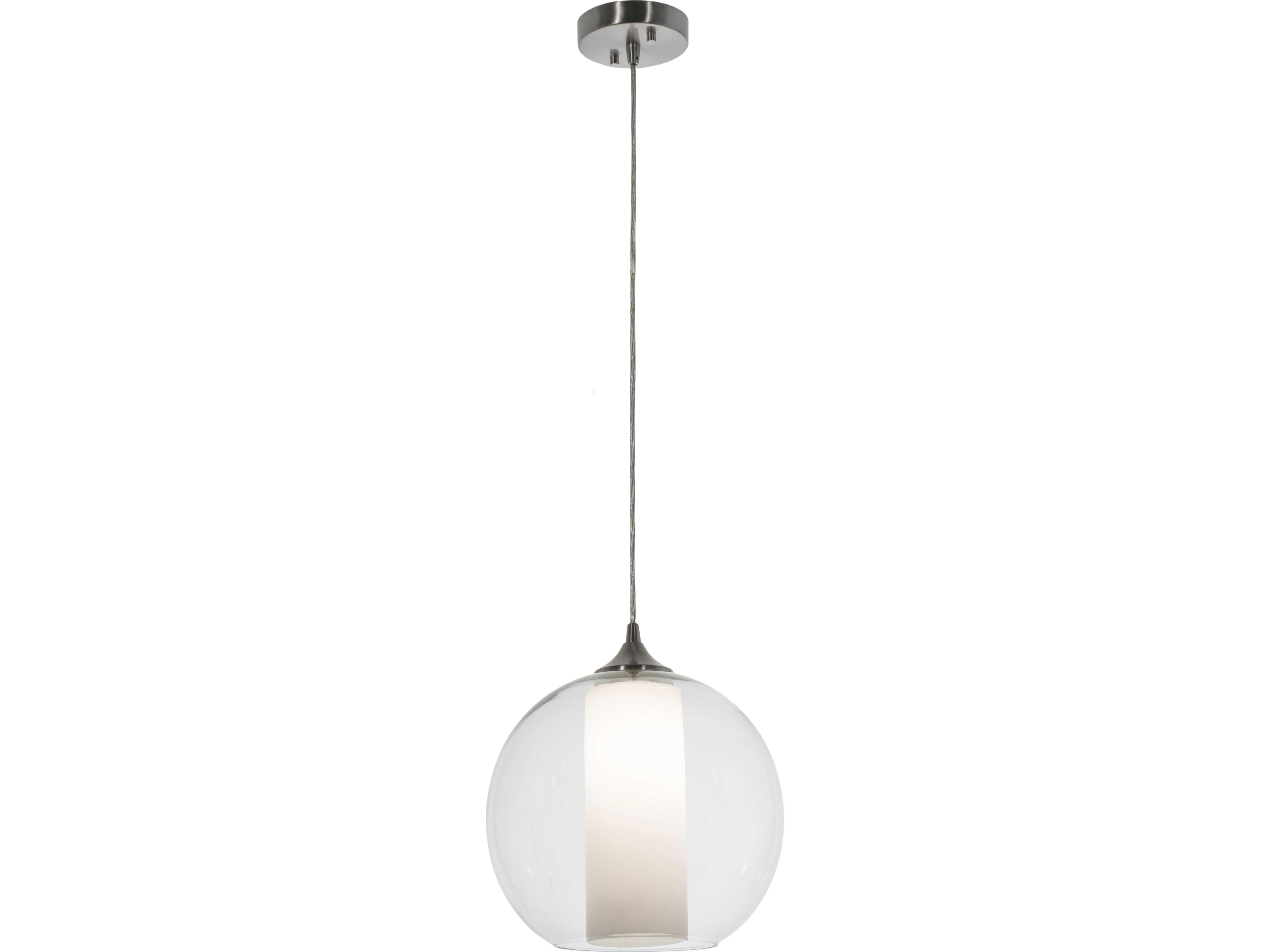 Meyda Bola 1-Light Clear & White Glass Cylinder Globe Mini Pendant