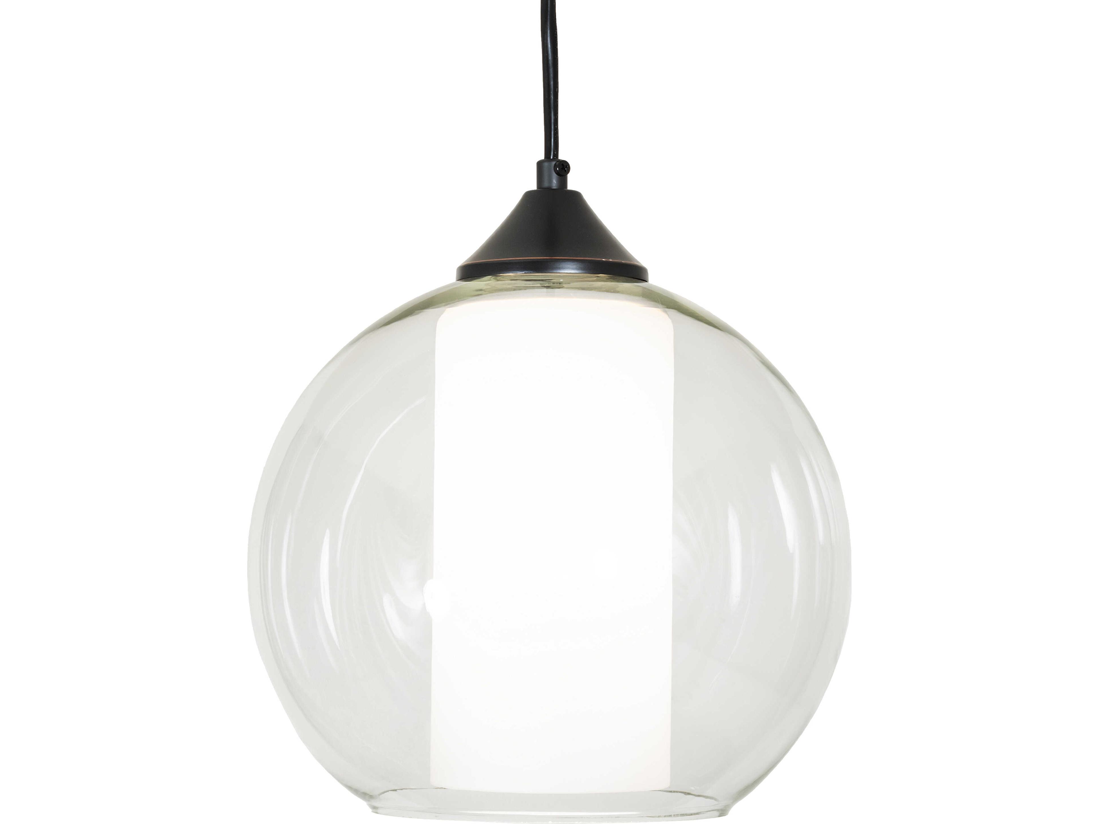 Meyda Bola 1-Light Clear & White Glass Cylinder Globe Mini Pendant