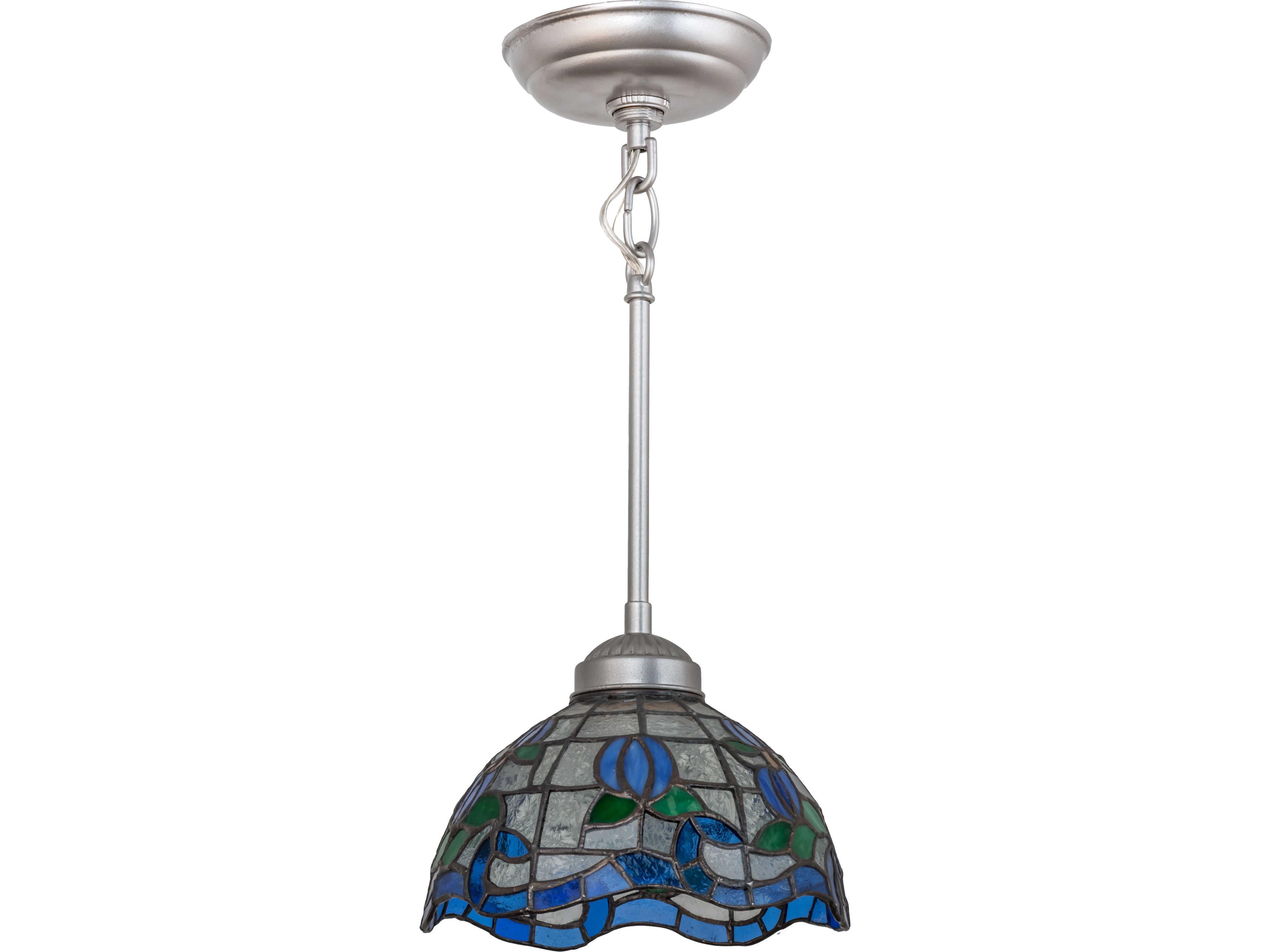 Meyda Roseborder 1-Light Blue Mini Pendant