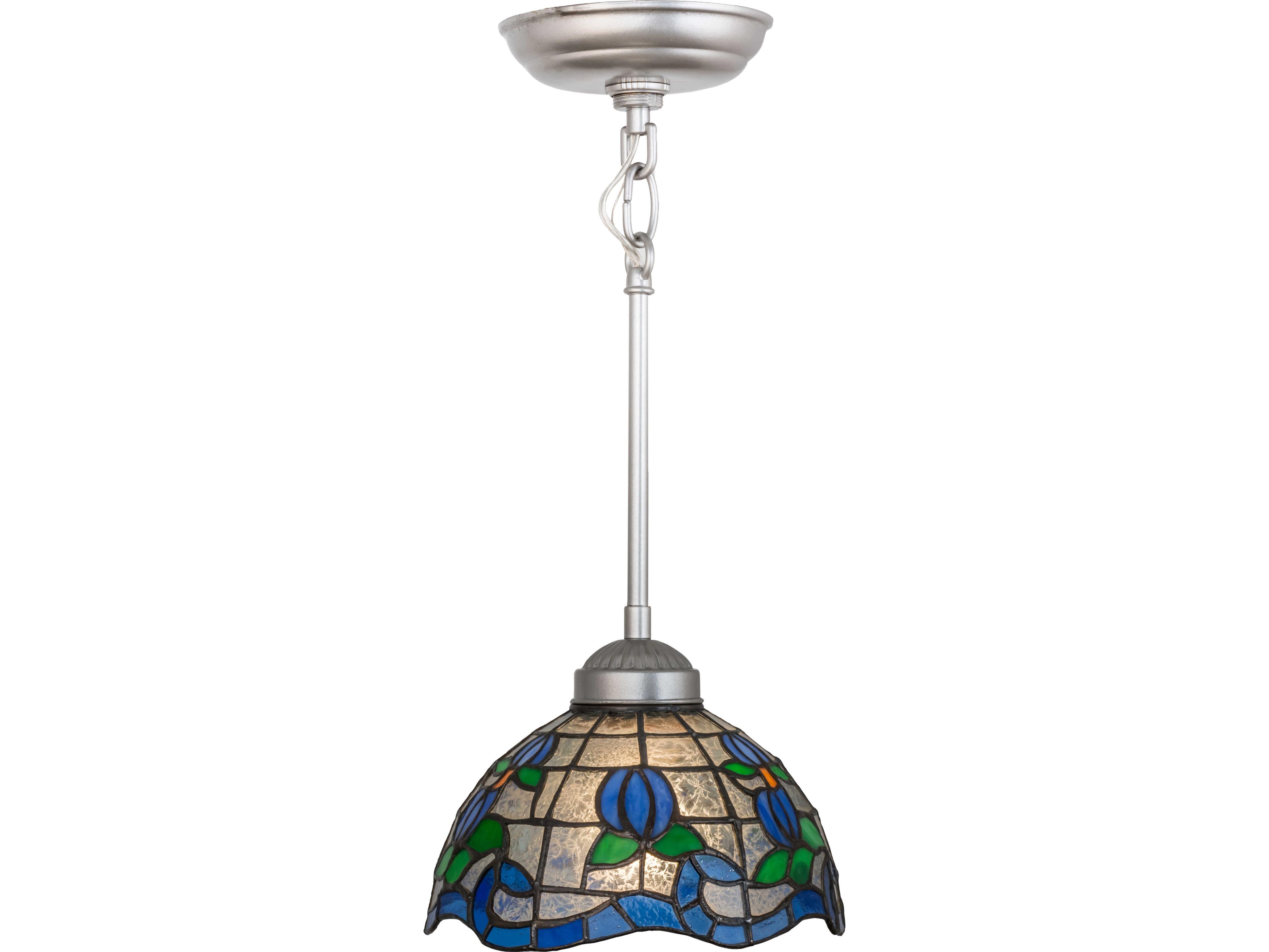 Meyda Roseborder 1-Light Blue Mini Pendant