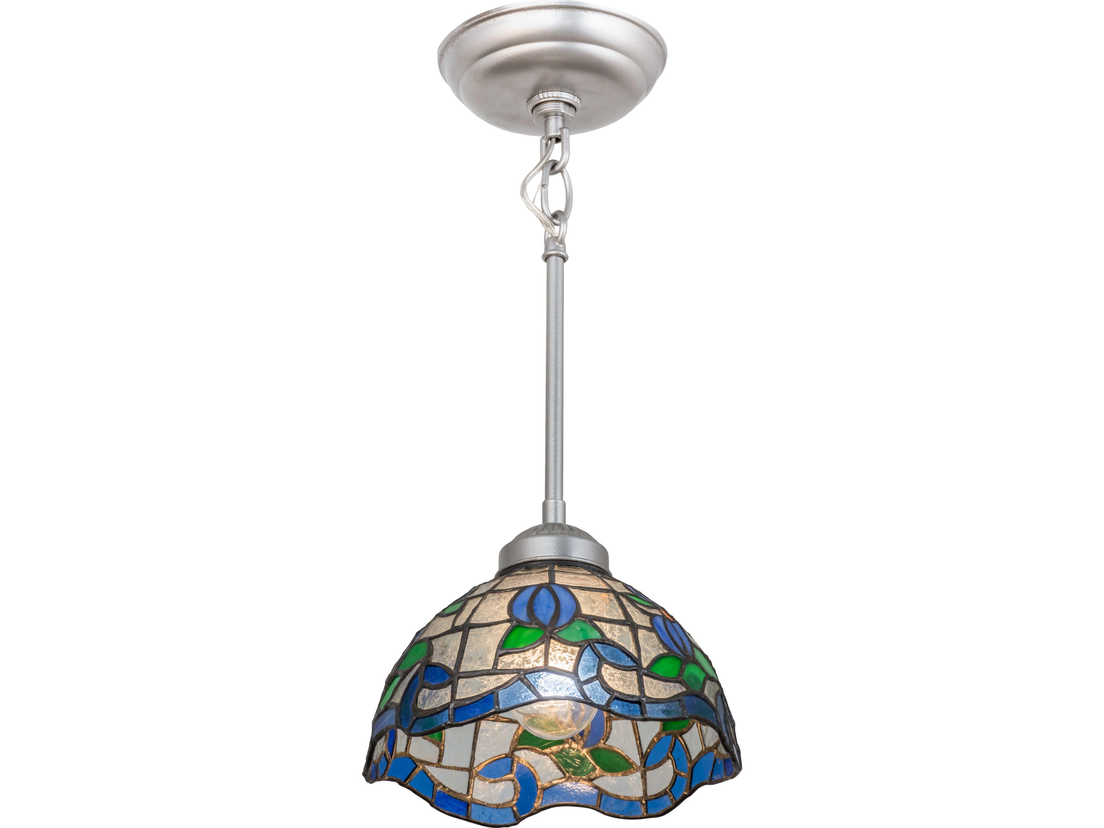 Meyda Roseborder 1-Light Blue Mini Pendant