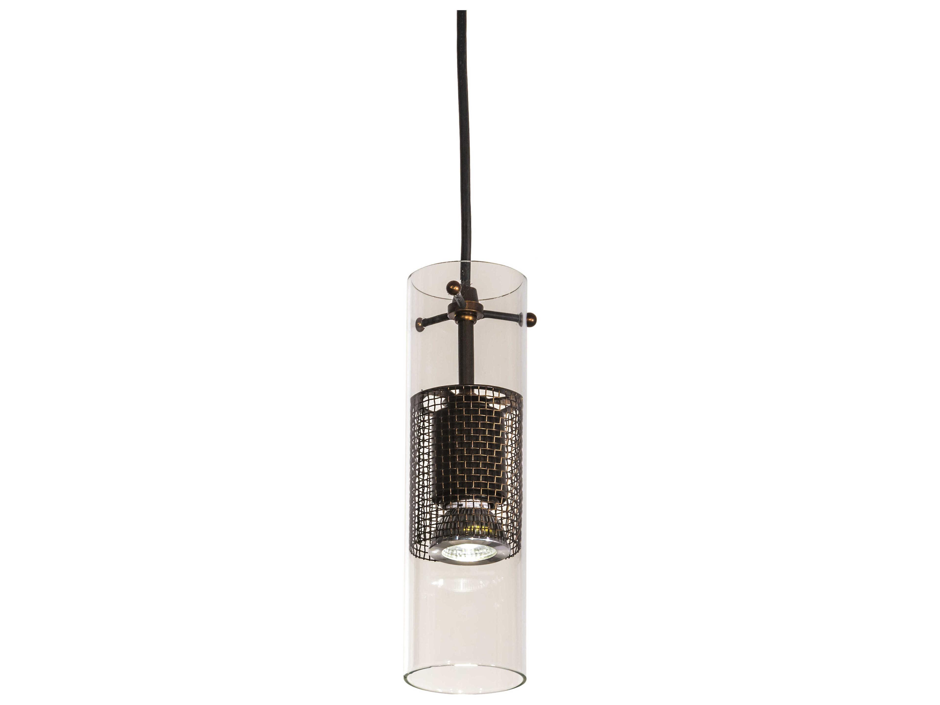 Cilindro 1-Light Antique Copper Clear Glass LED Cylinder Mini Pendant