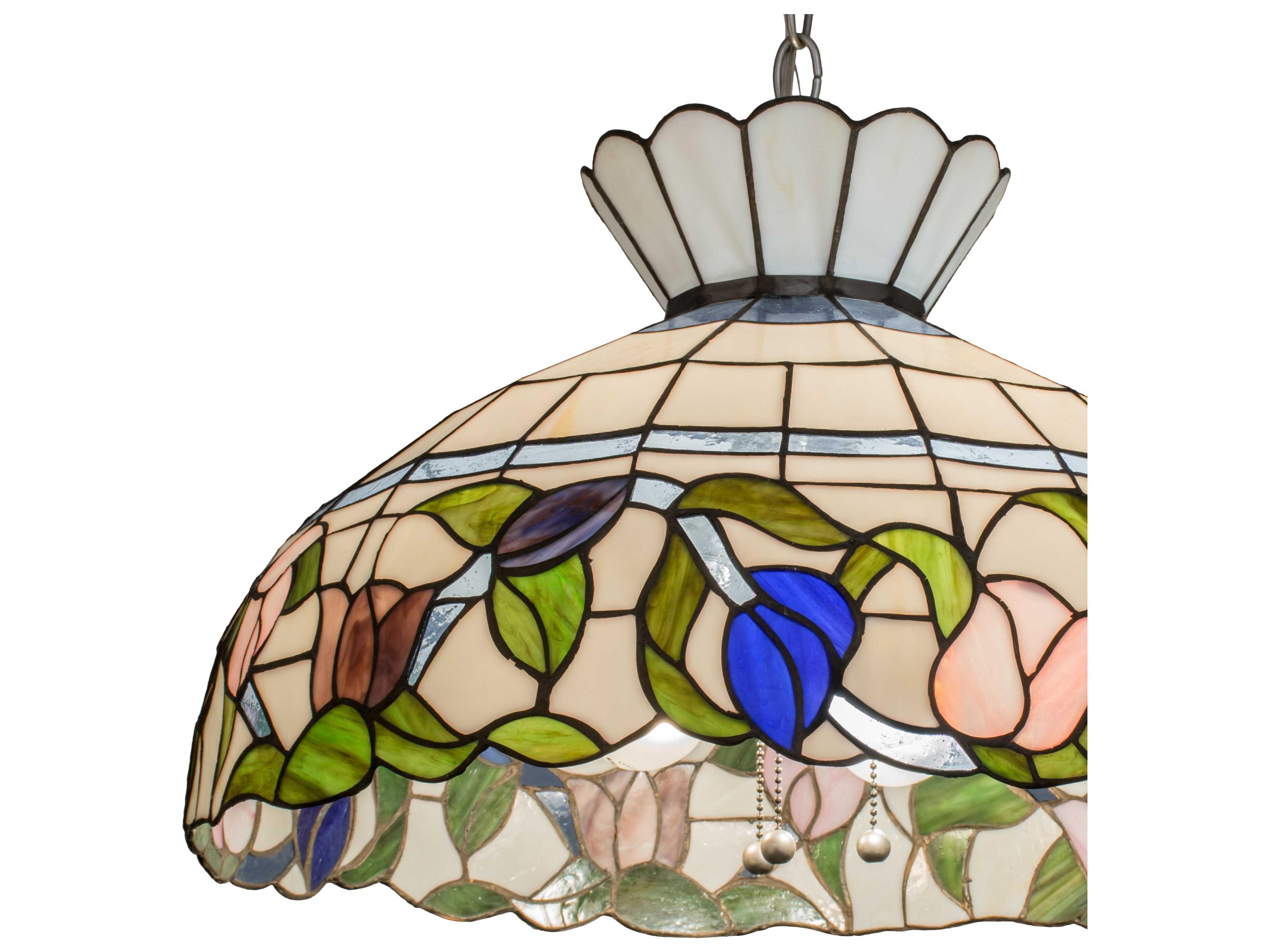 Meyda Rose Vine 3-Light Cai Pink Blue White Dome Geometric Pendant