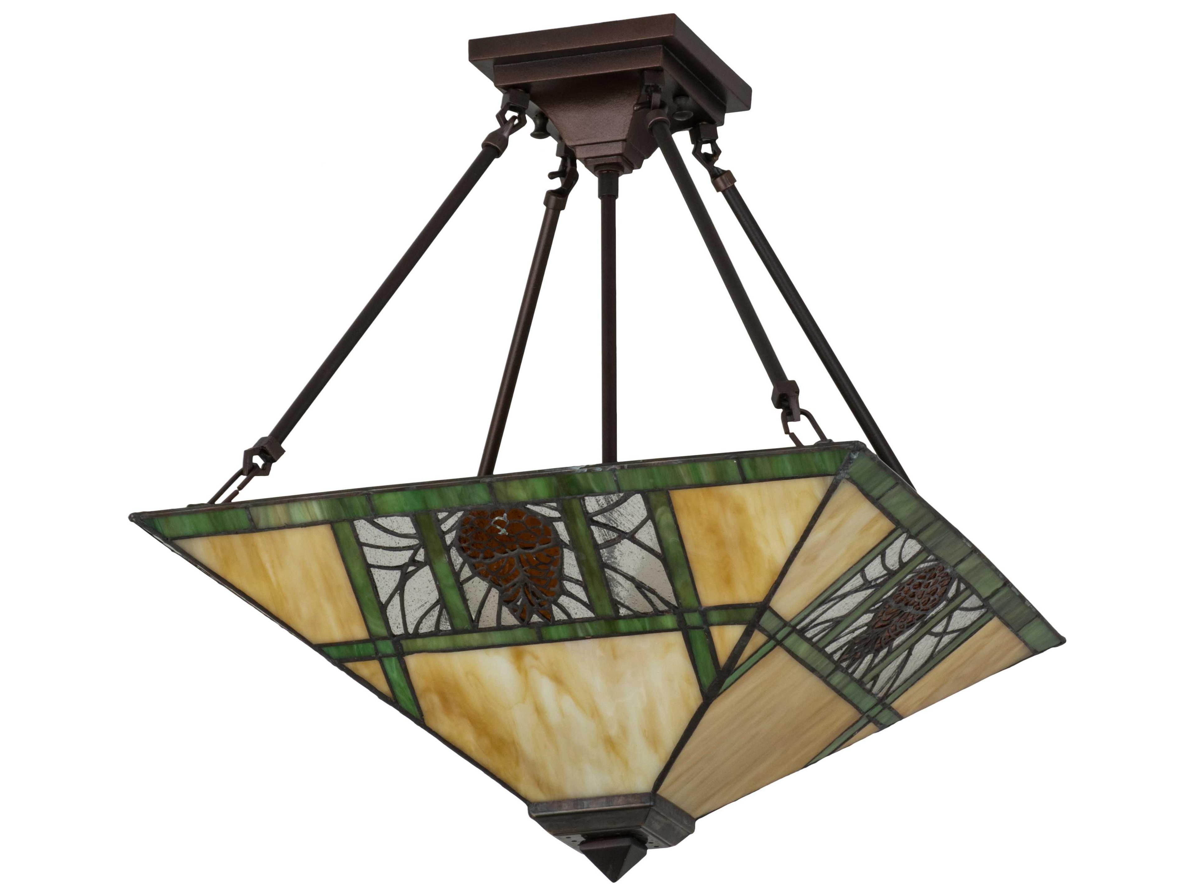 Meyda Pinecone Beige Amber Zasdy Brown Semi Flush Mount