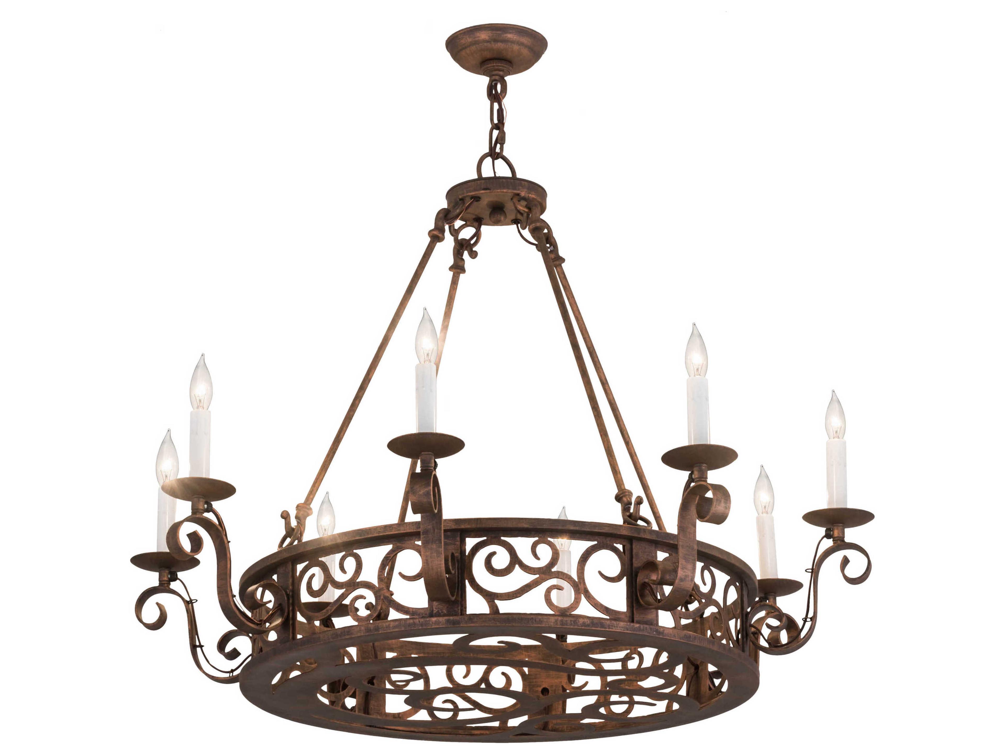 Meyda 8-Light Custom Brown Candelabra Chandelier