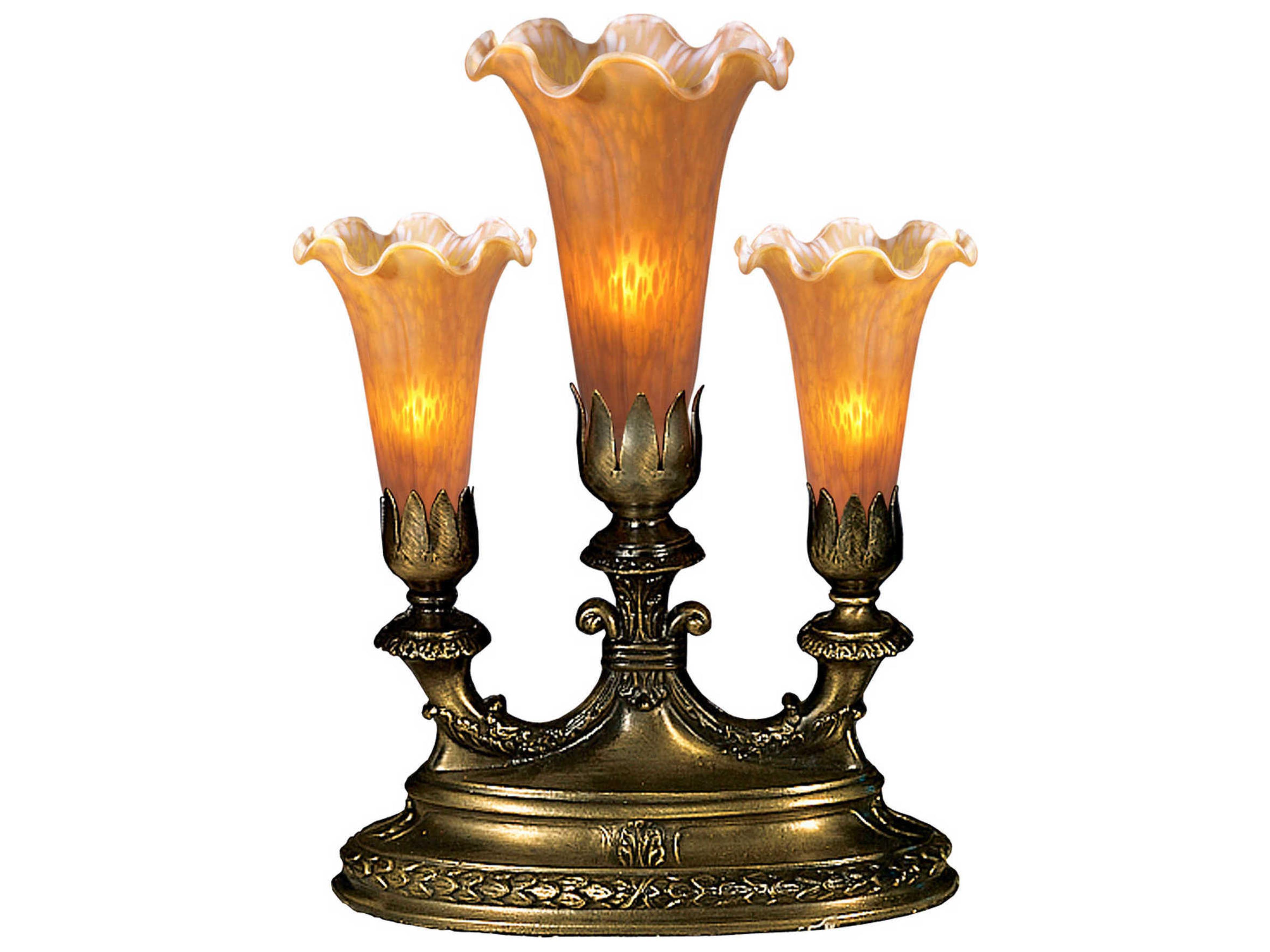 Amber Pond Lily Bronze Traditional Table Lamp