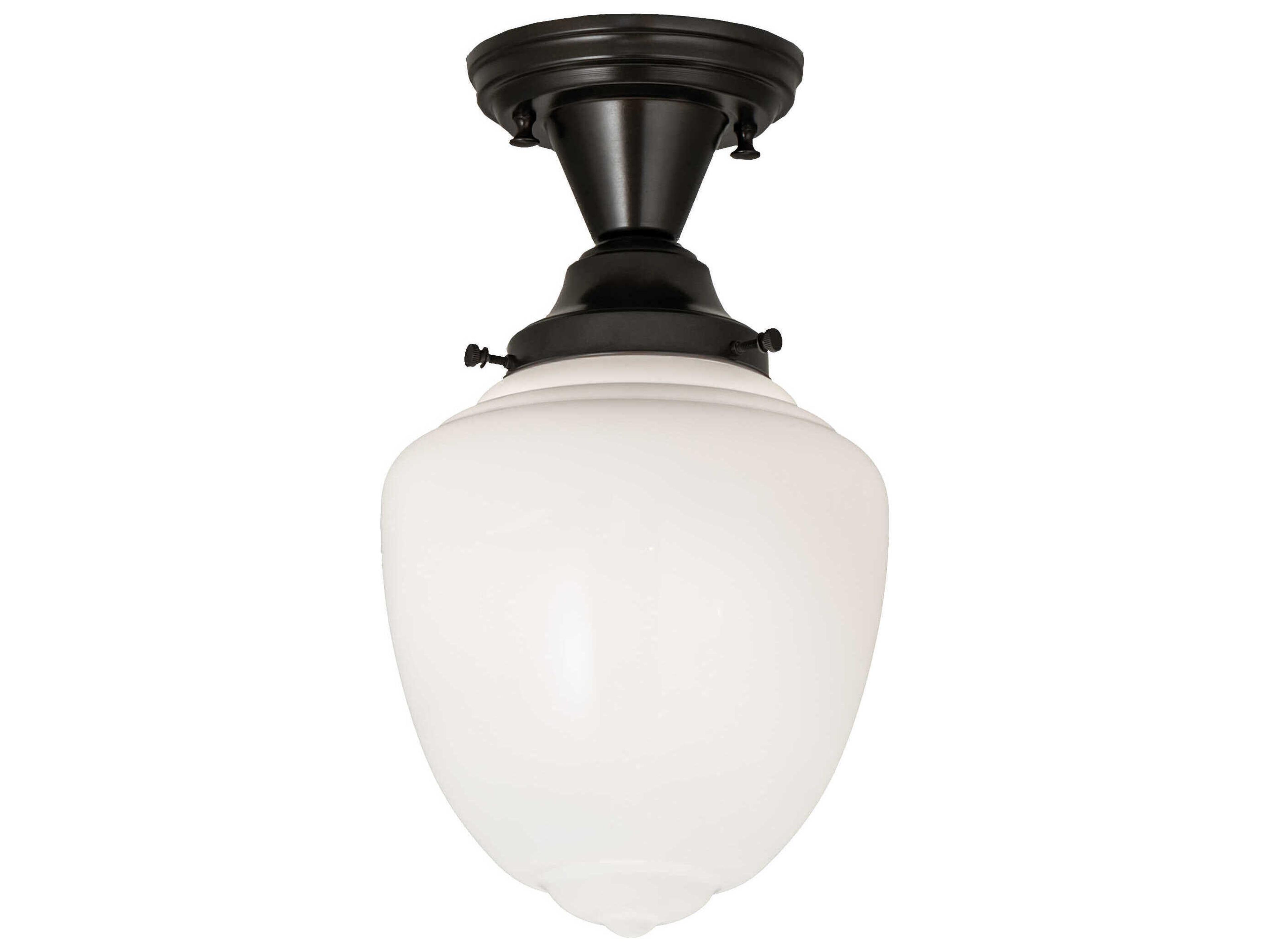 Revival Schoolhouse 1-Light Craftsman Brown Glass Semi Flush Mount