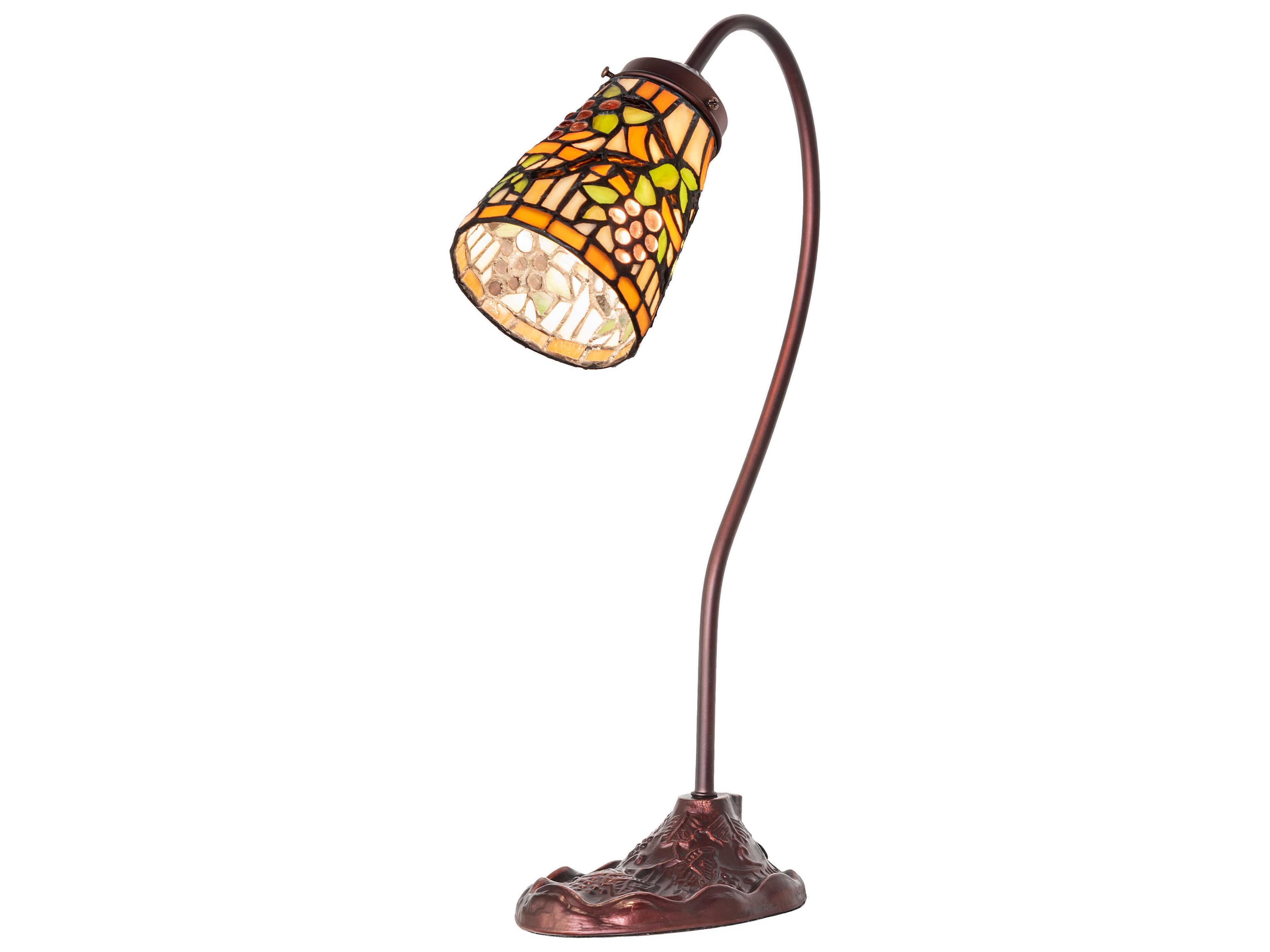 Jeweled Grape Antique Brass Bronze Table Lamp