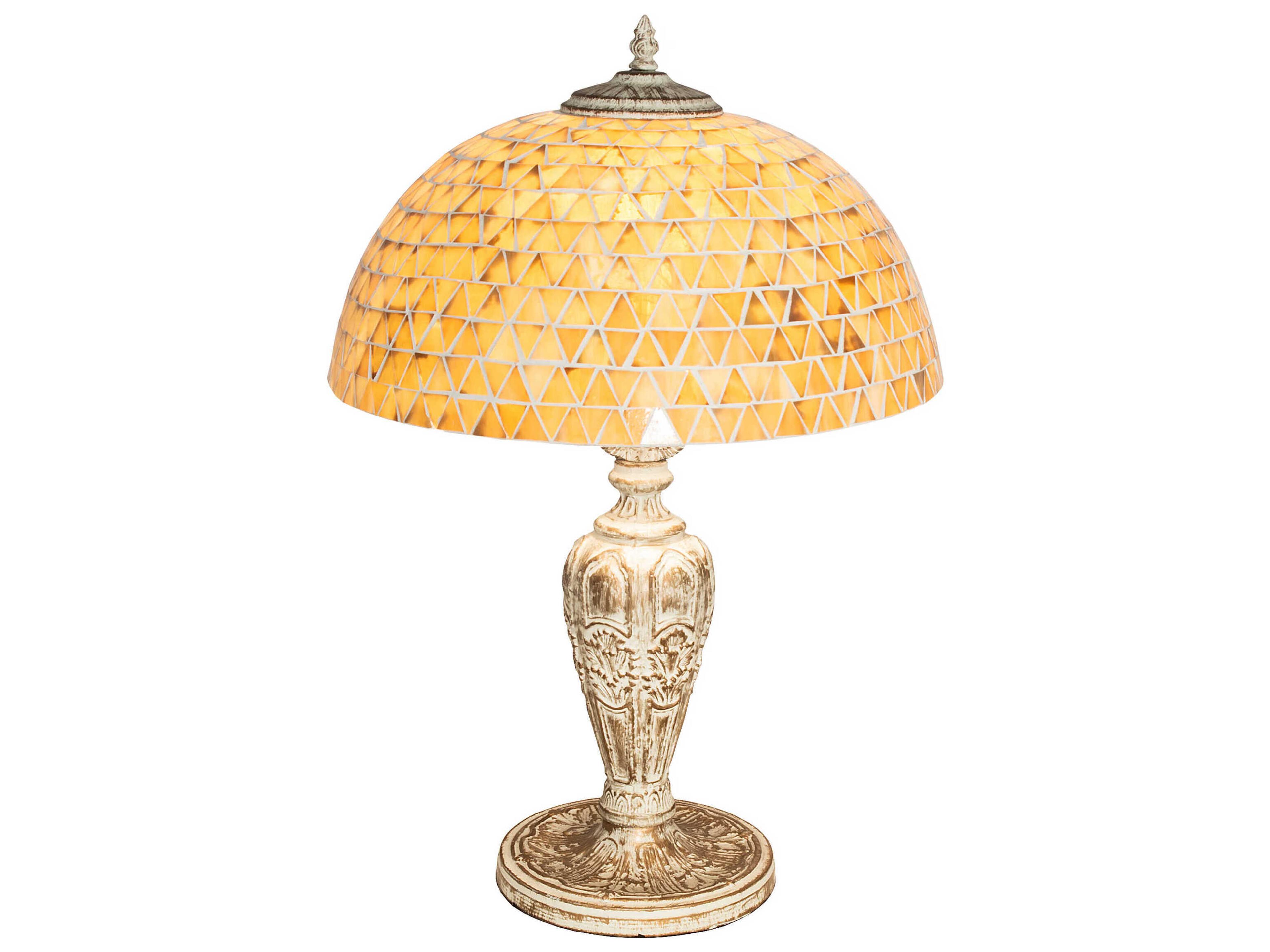 Mosaic Antique Off White Glass Tiffany Table Lamp