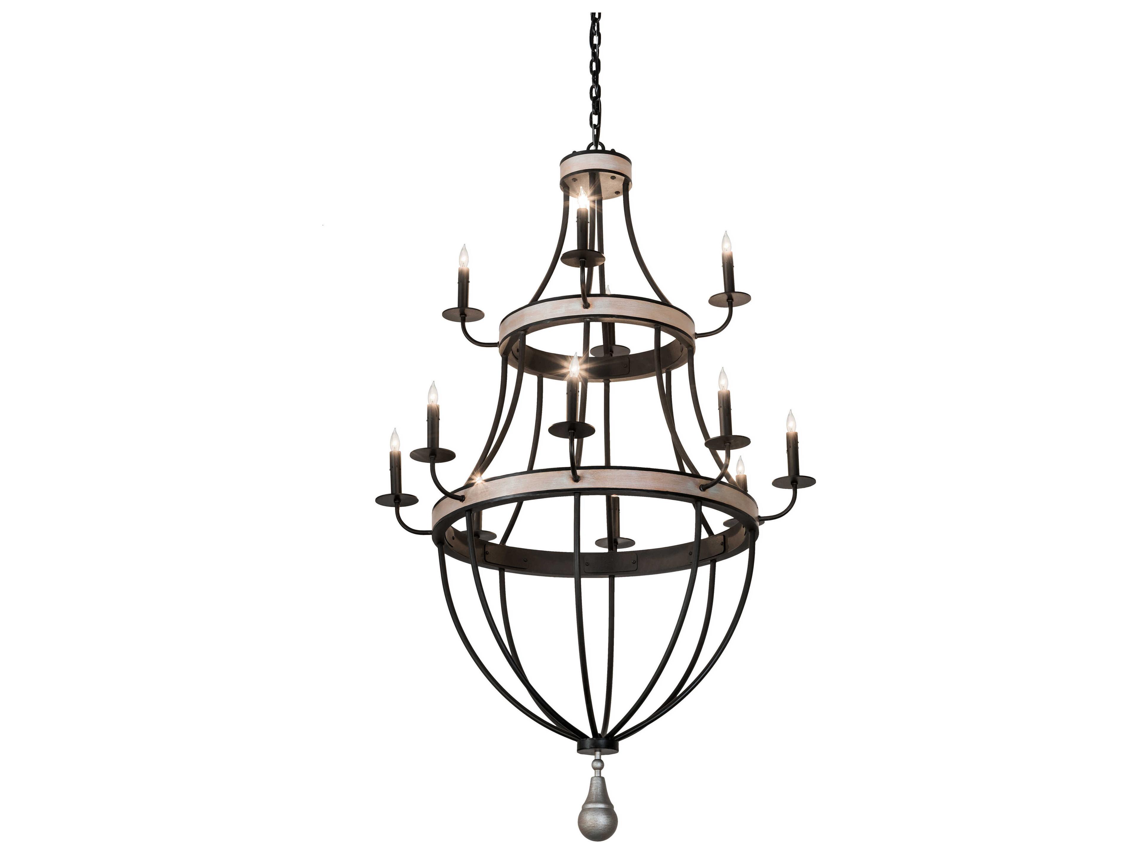 12-Light Black Candelabra Tiered Chandelier