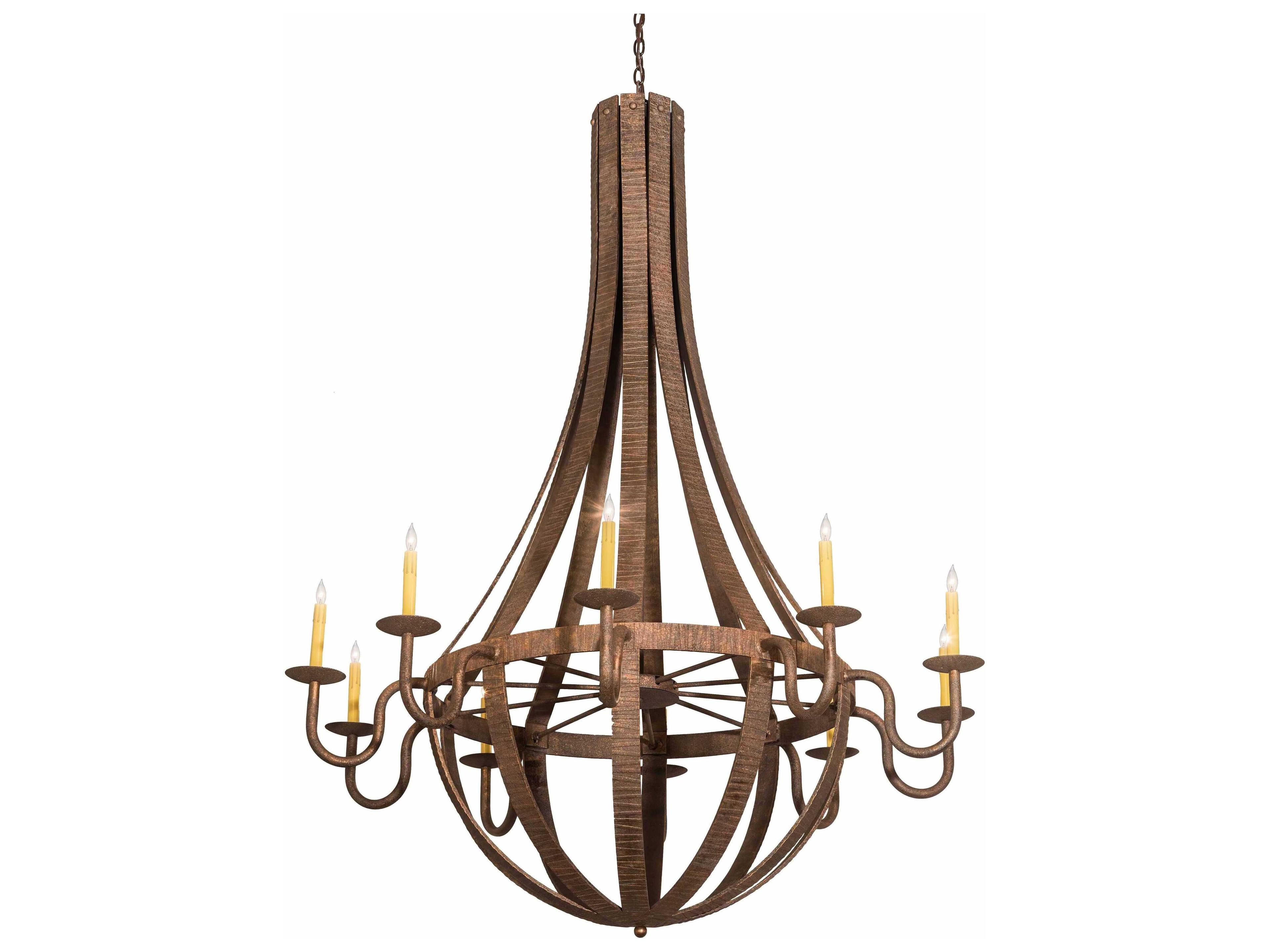 Barrel Stave 10-Light Chocolate Brown Candelabra Chandelier