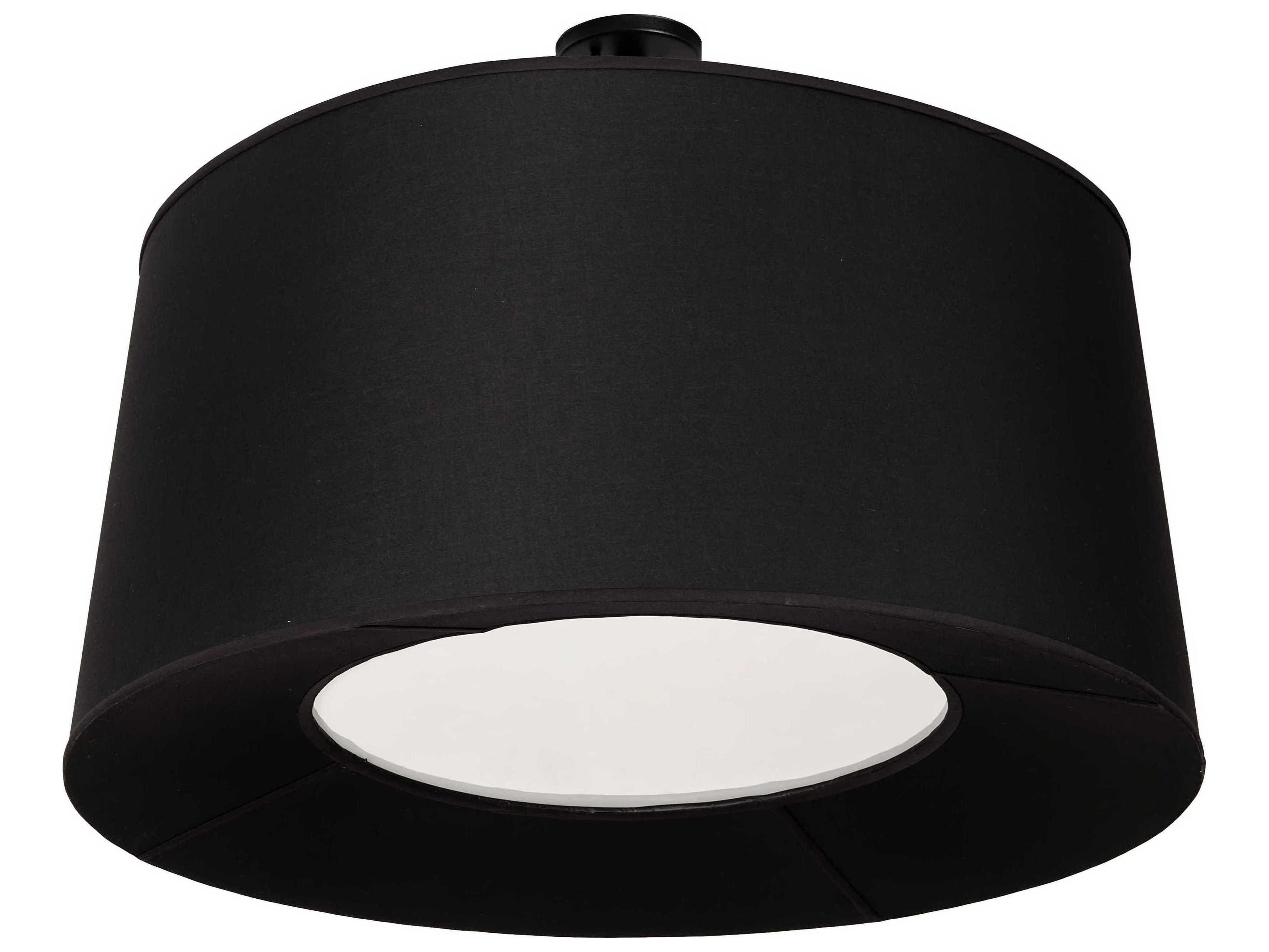 Meyda Cilindro 3-Light Black White LED Drum Semi Flush Mount