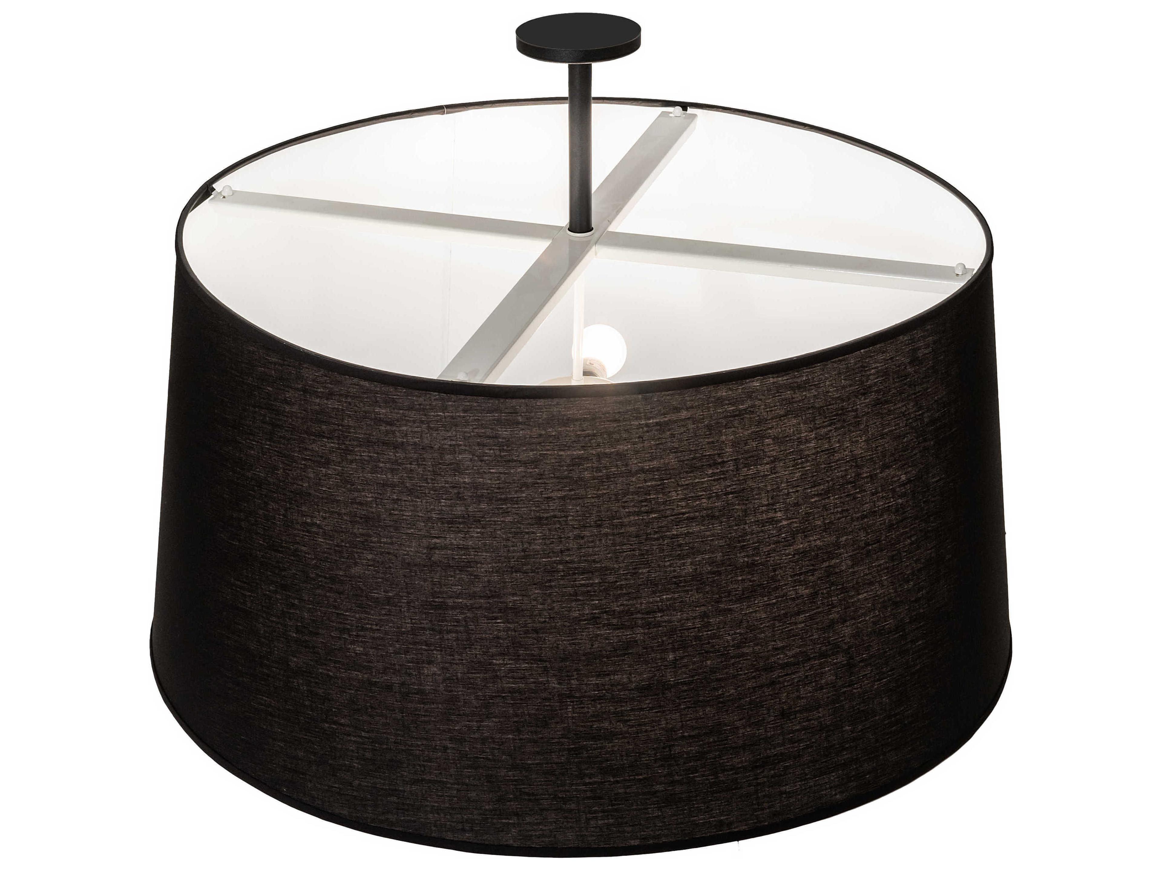 Meyda Cilindro 3-Light Black White LED Drum Semi Flush Mount