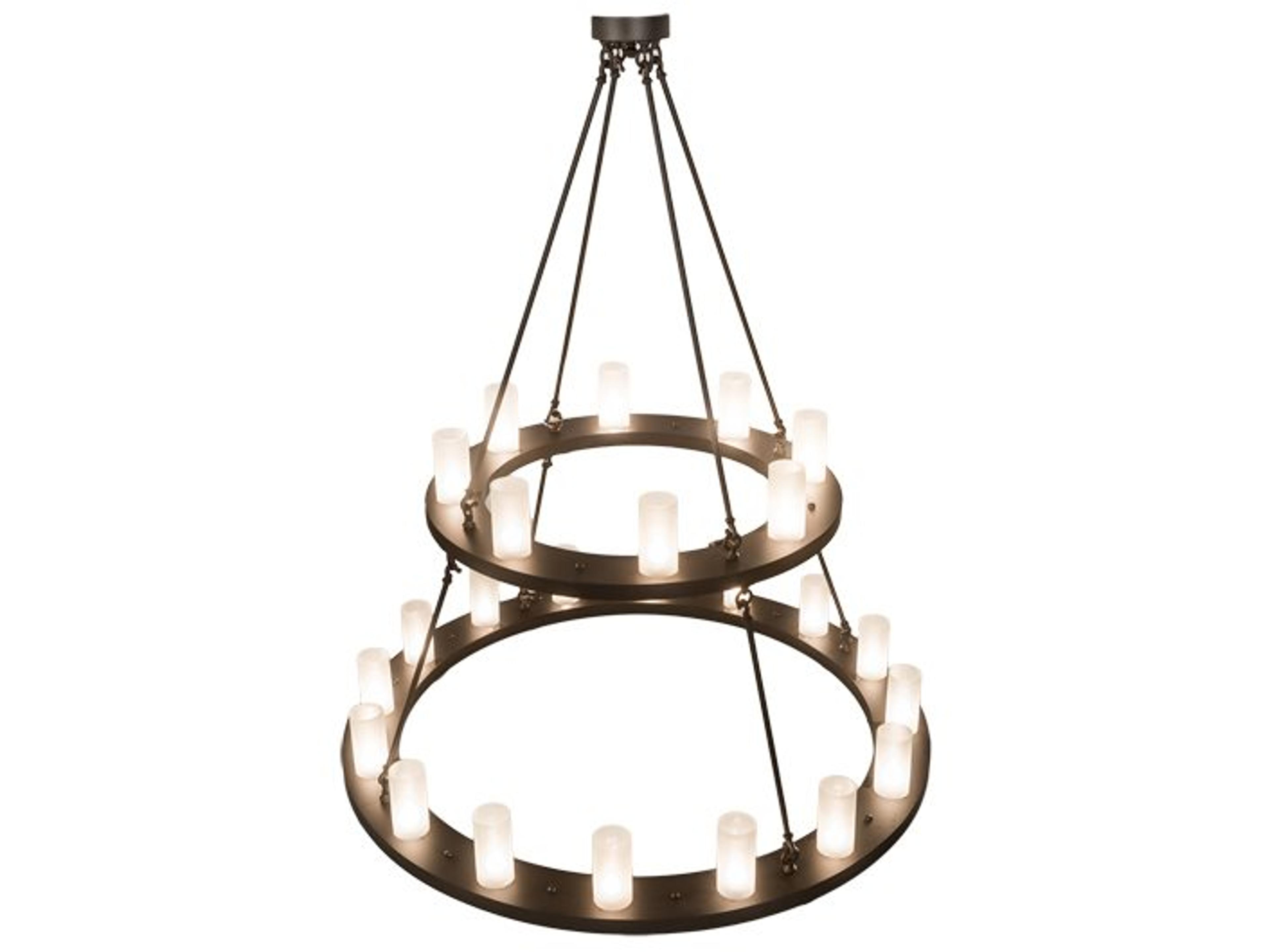 Meyda Loxley 24-Light Bronze Glass Cylinder Tiered Chandelier