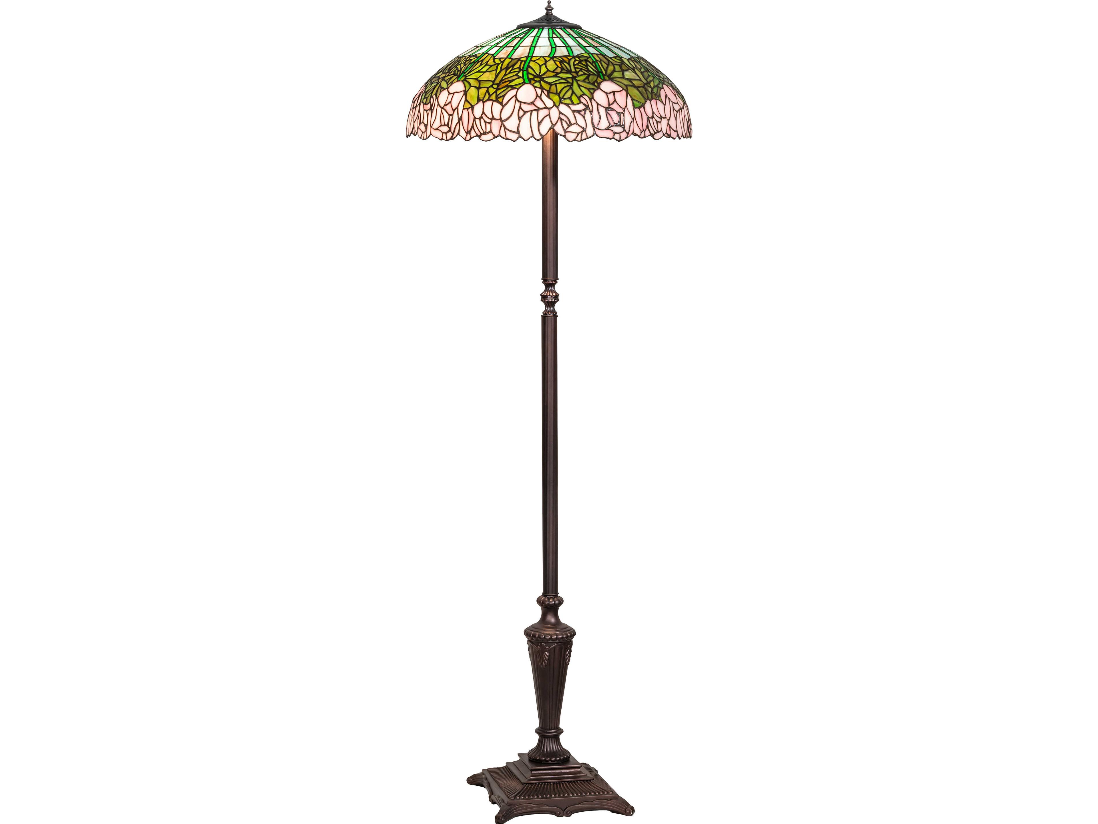 Tiffany Cabbage Rose Green Traditional Floor Lamp