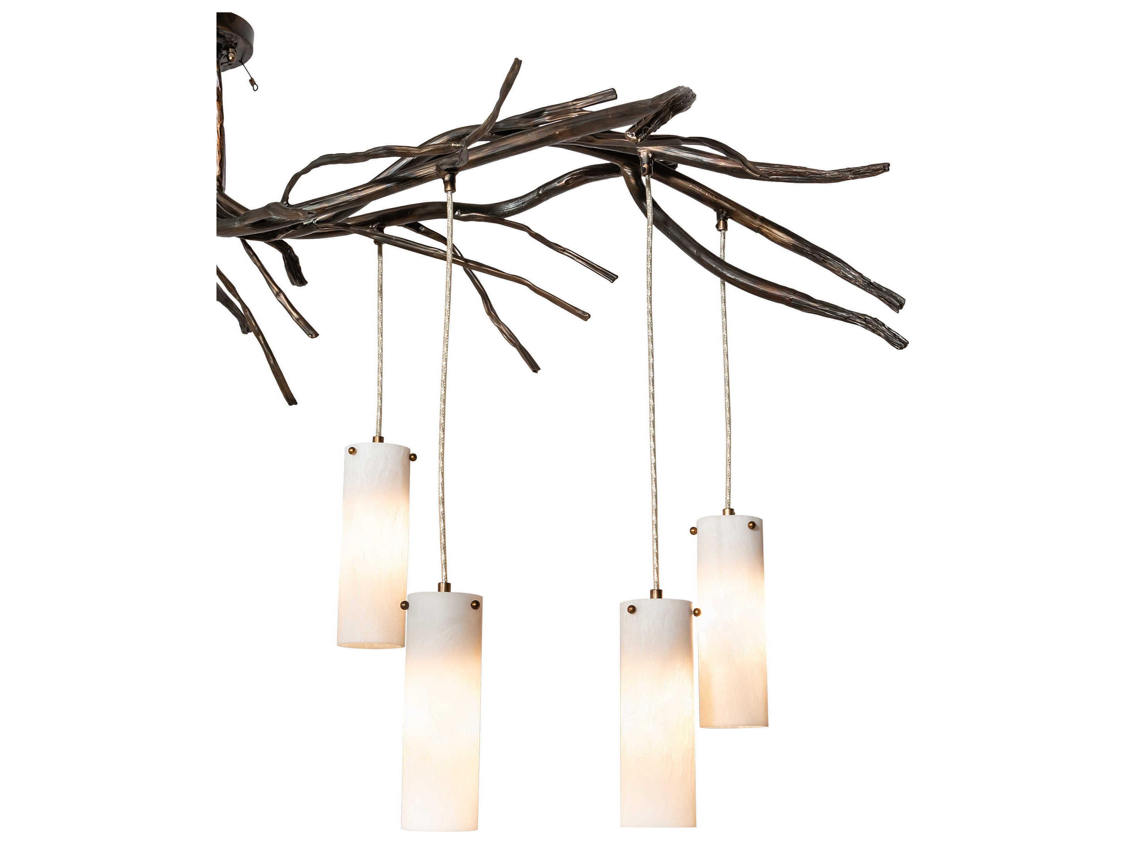 Meyda Winter Solstice 8-Light Antique Copper White Cylinder Island Pendant