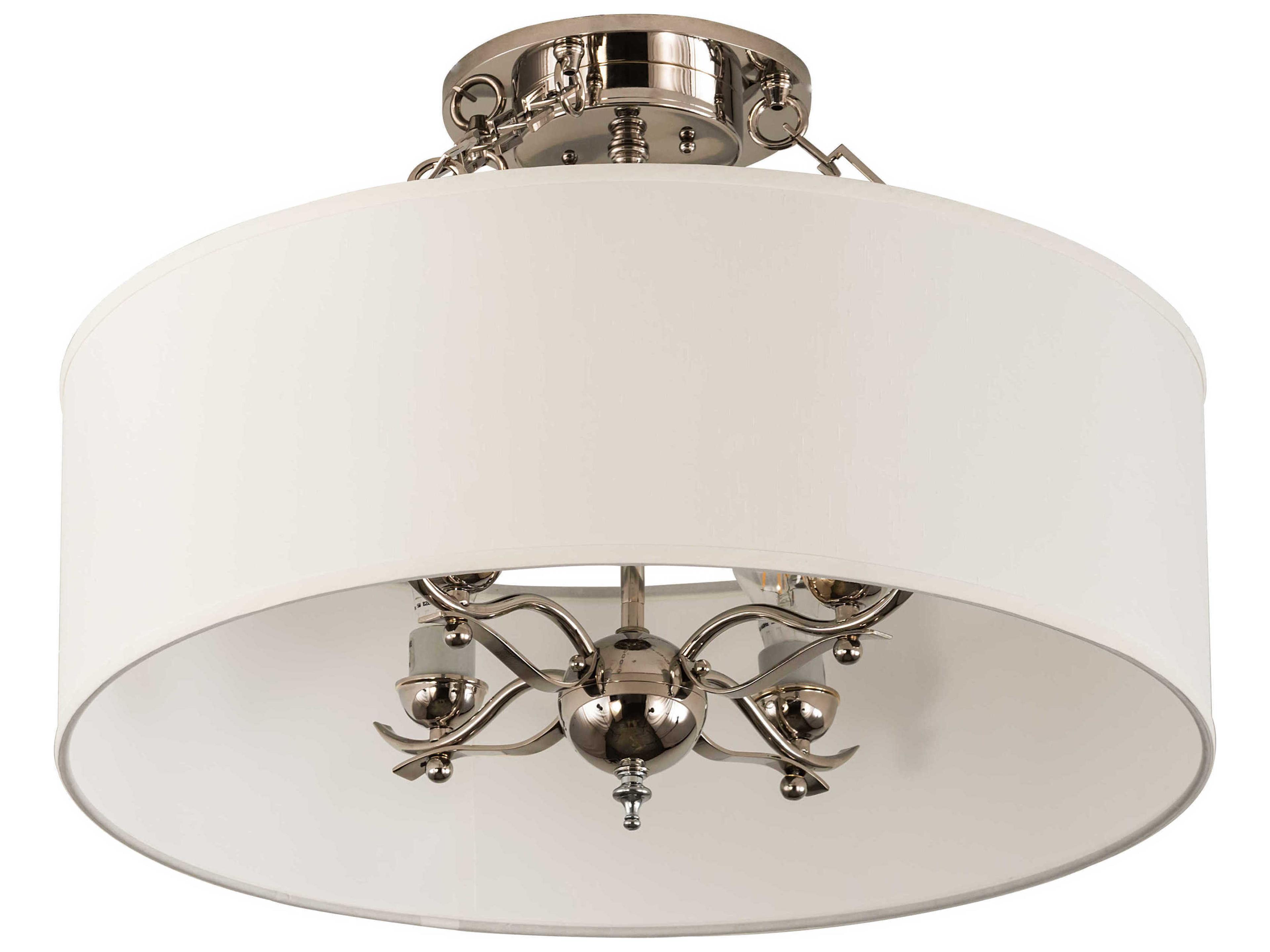 Meyda Cilindro 4-Light Polished Nickel White Drum Semi Flush Mount