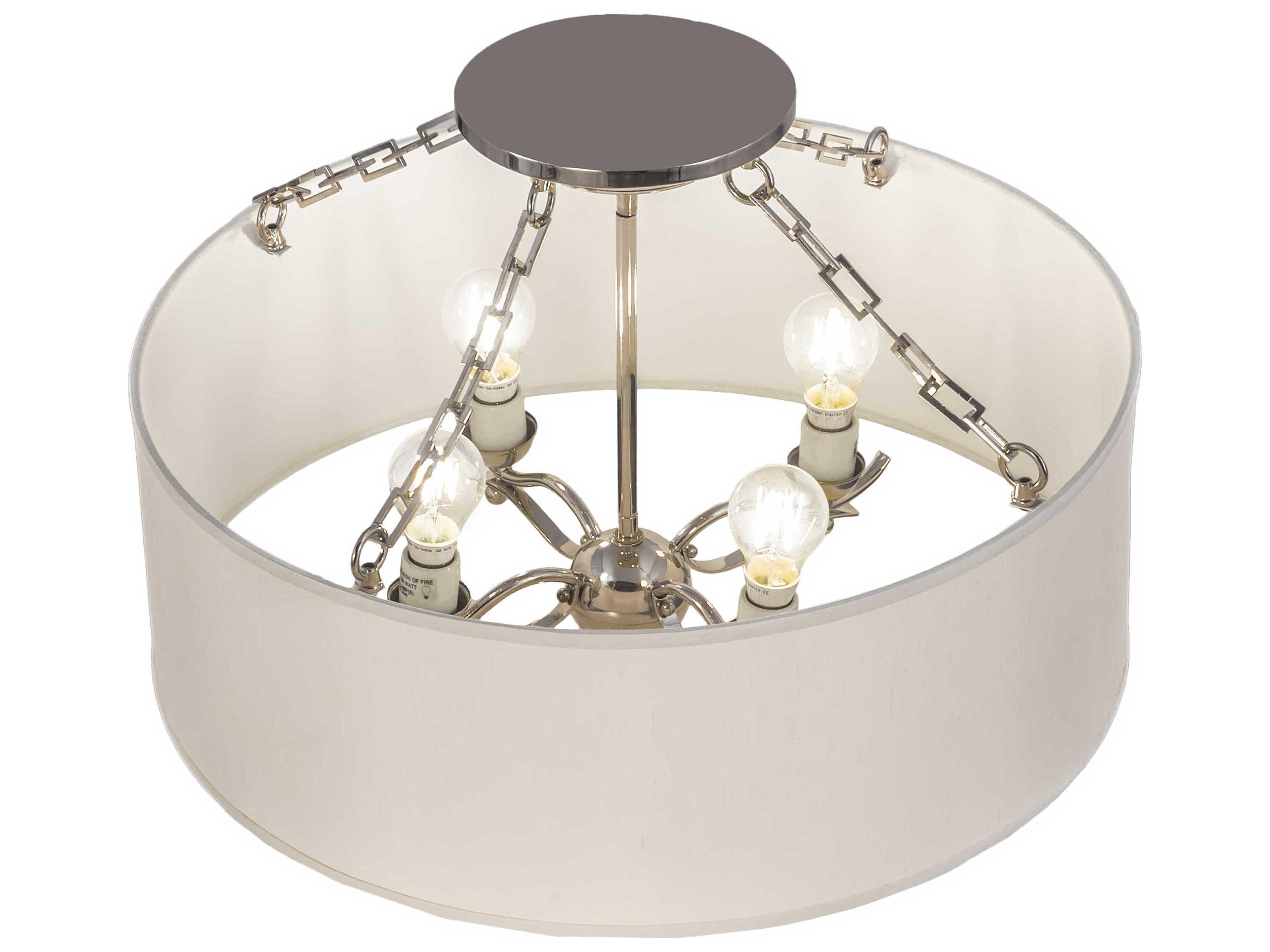 Meyda Cilindro 4-Light Polished Nickel White Drum Semi Flush Mount