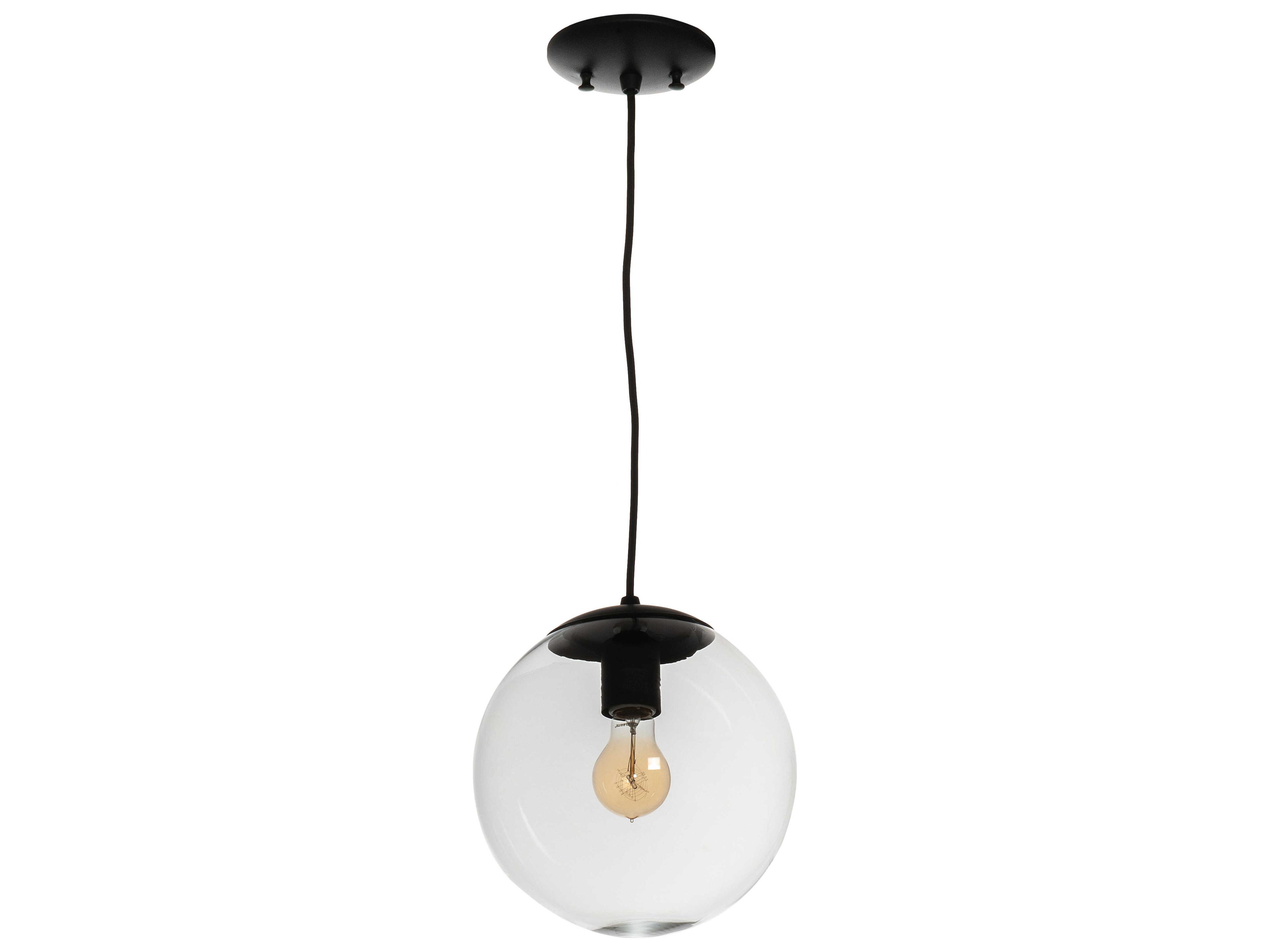 Meyda Bola 1-Light Flat Black Glass Globe Mini Pendant