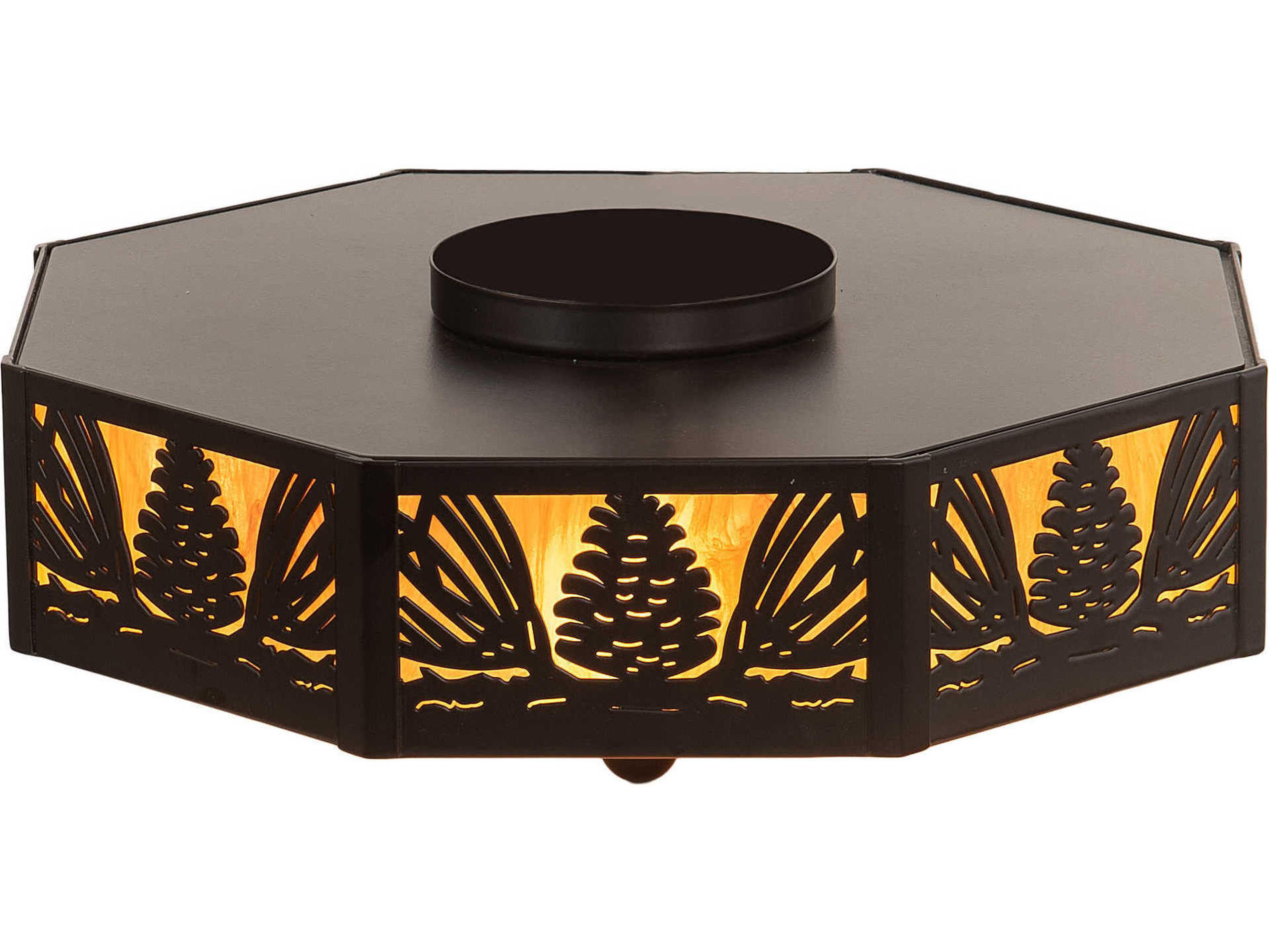 Meyda Pinecone 4-Light Black Sunflower Beige Brown Flush Mount