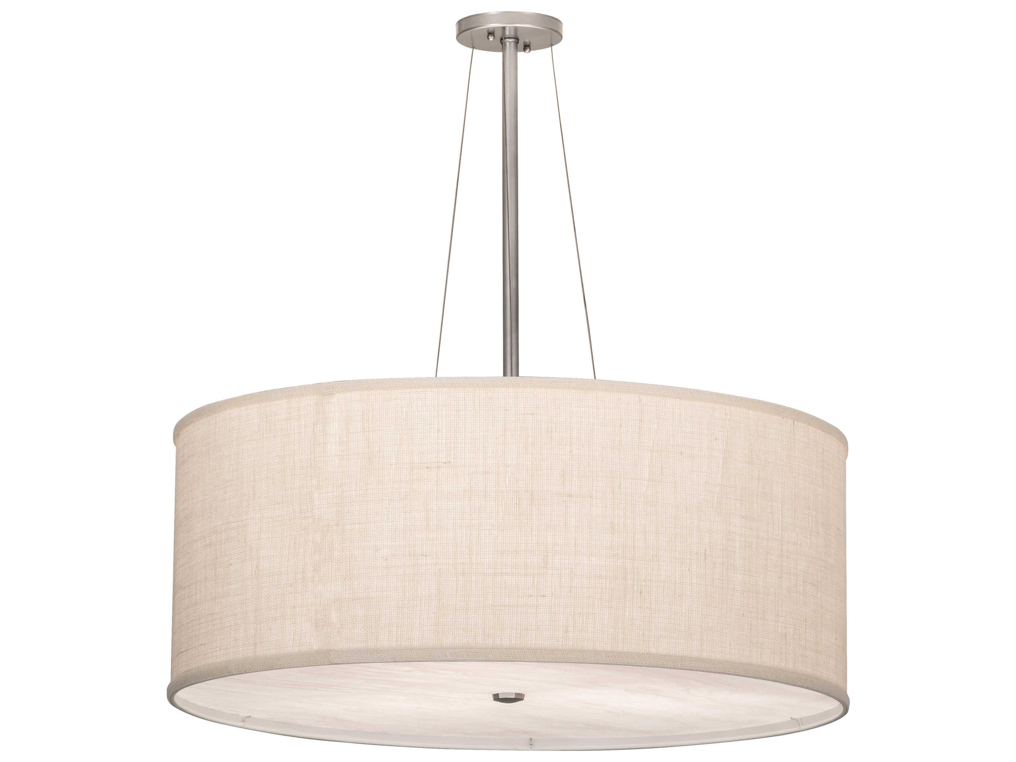 Meyda Cilindro 3-Light Nickel Off White LED Drum Pendant