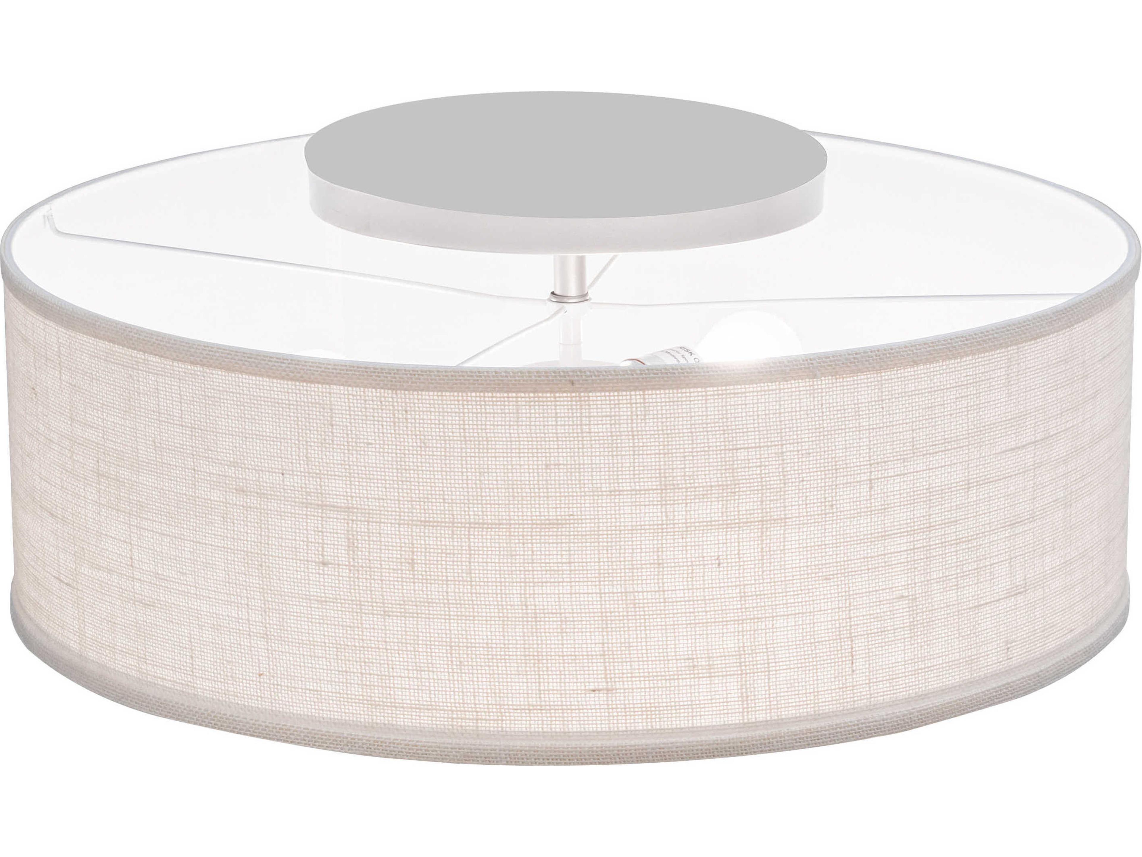 Meyda Cilindro 3-Light Nickel Off White LED Drum Flush Mount