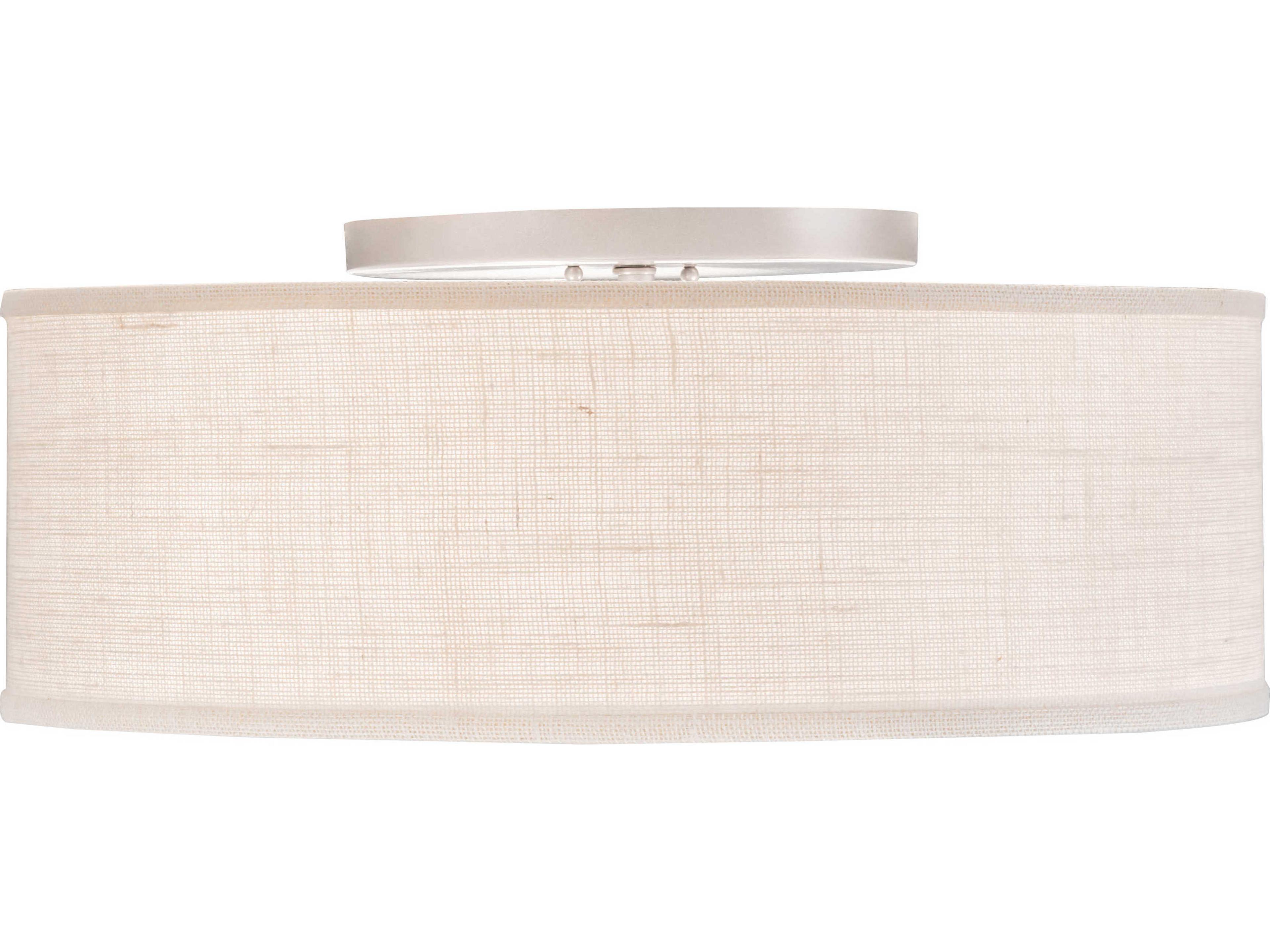 Meyda Cilindro 3-Light Nickel Off White LED Drum Flush Mount