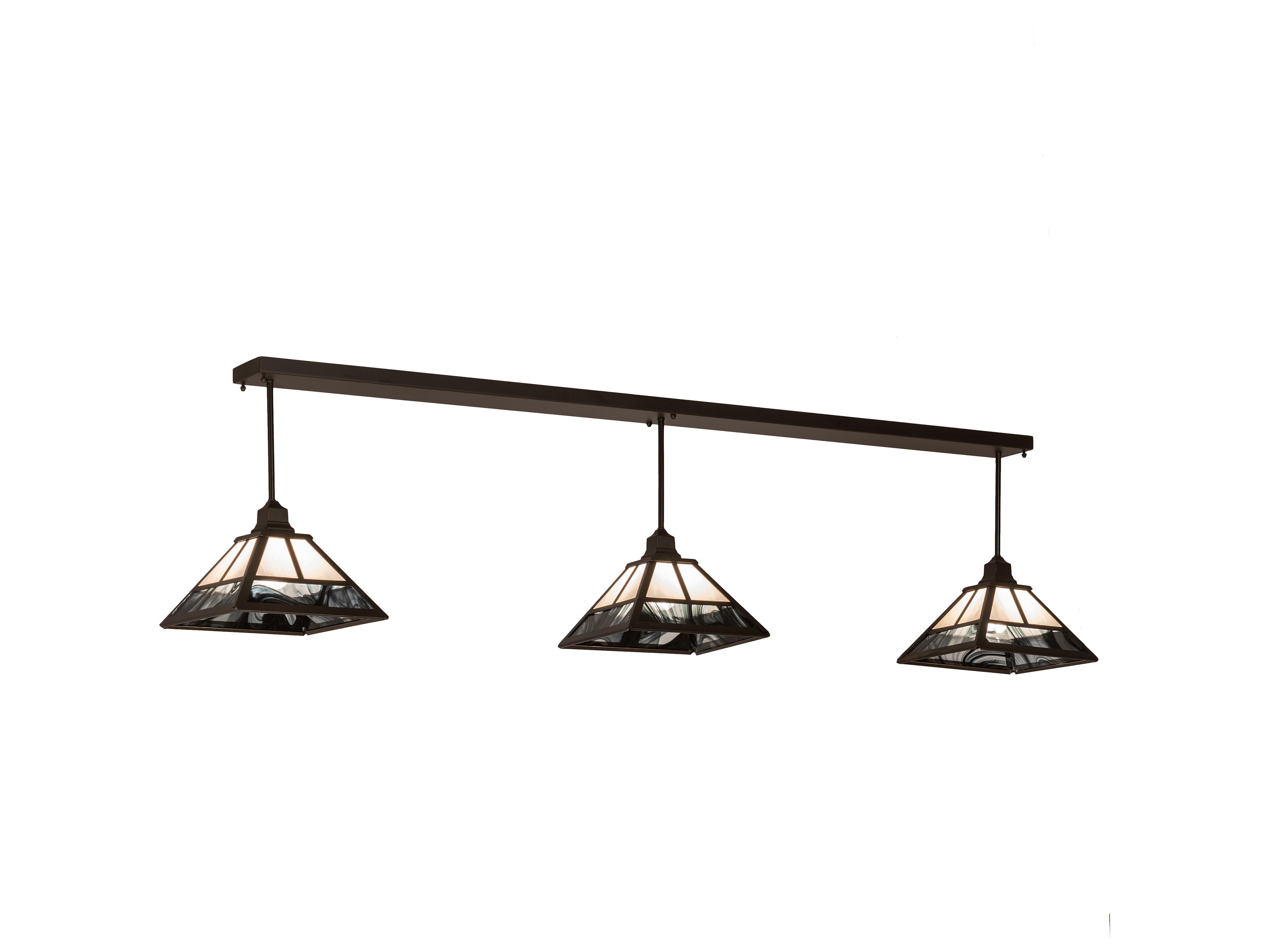 Meyda T-mission 3-Light Oil Rubbed Bronze Black Glass Island Pendant