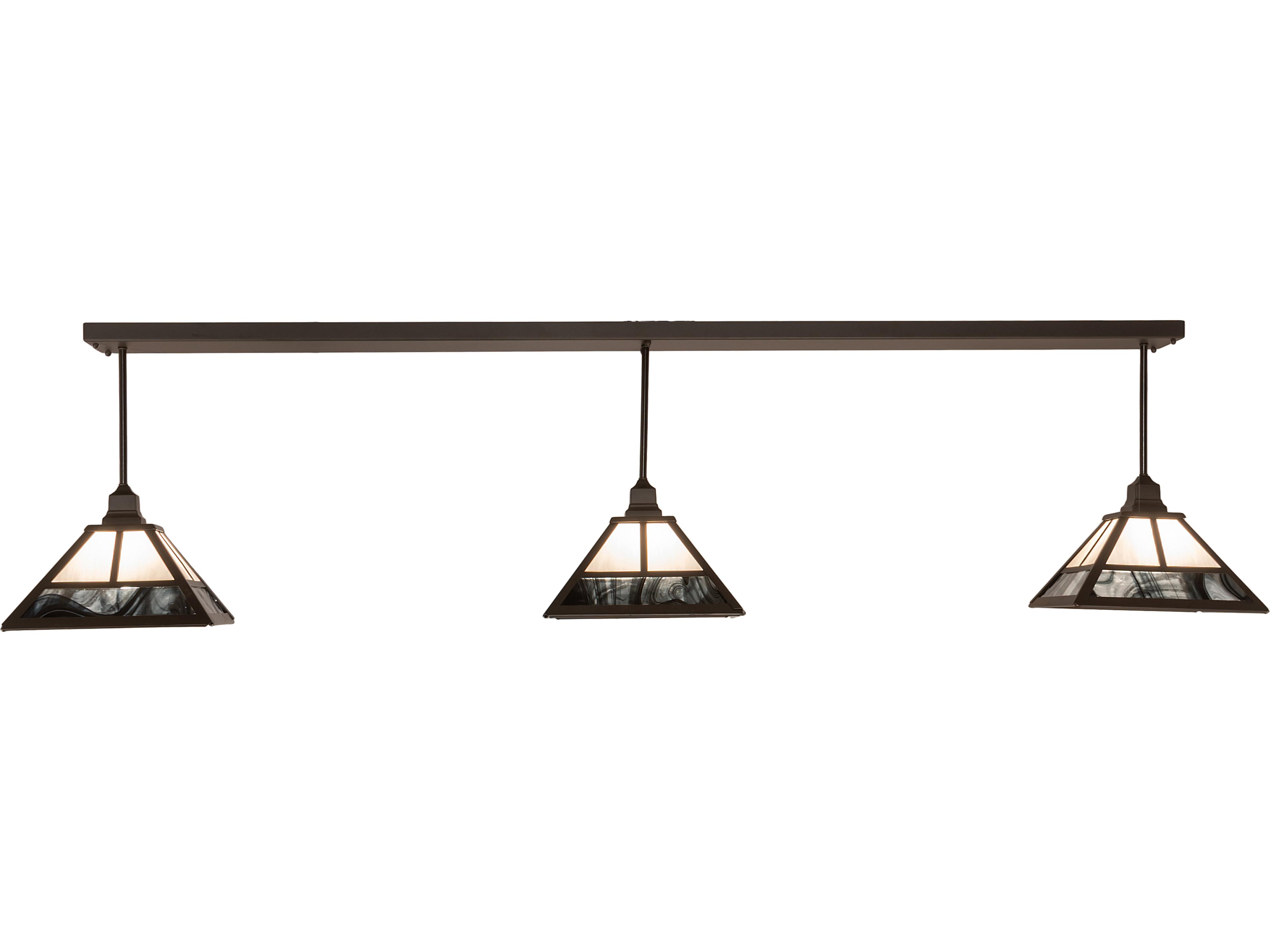 Meyda T-mission 3-Light Oil Rubbed Bronze Black Glass Island Pendant