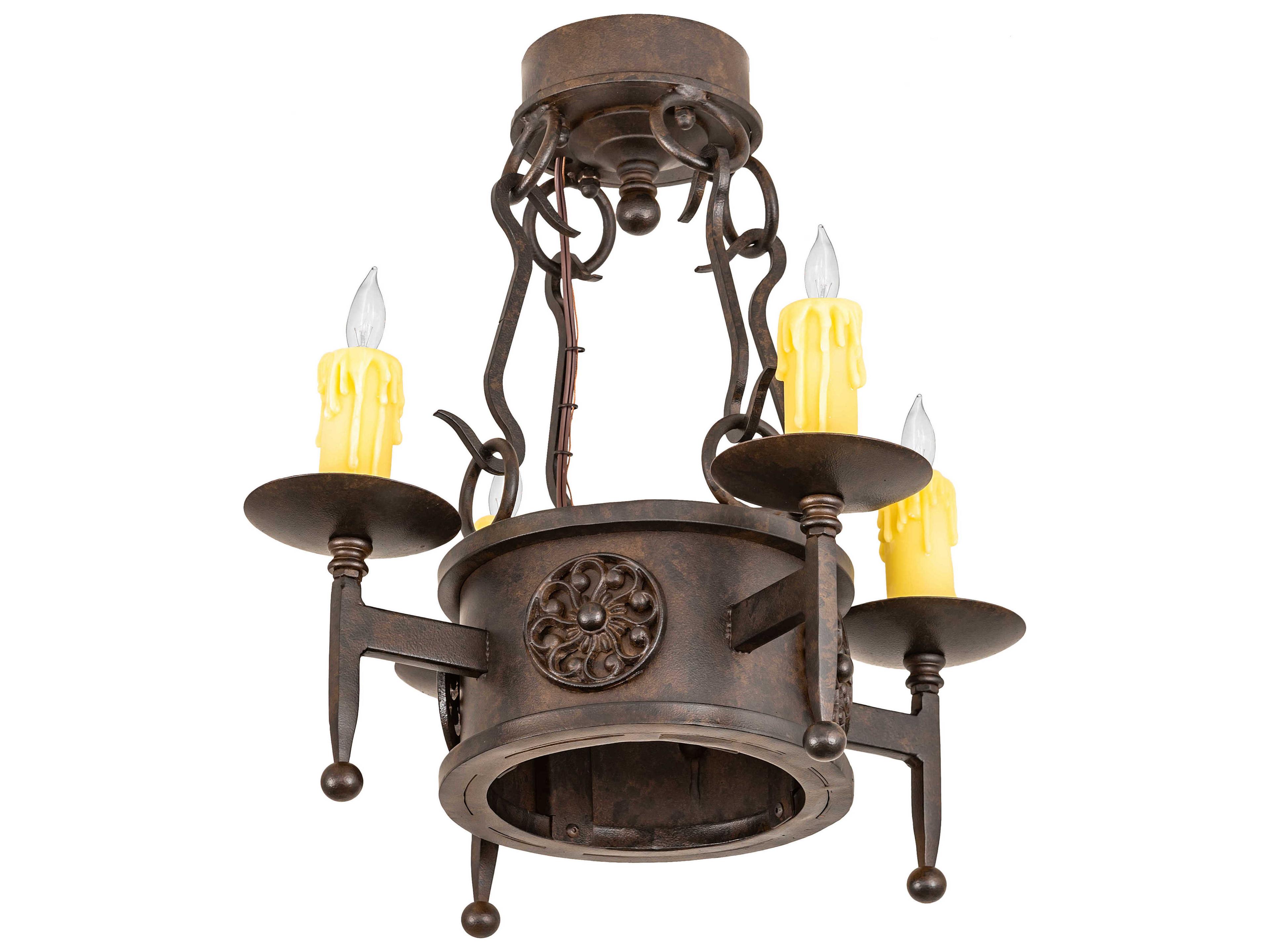 Meyda Lorenzo 4-Light Chocolate Brown Semi Flush Mount