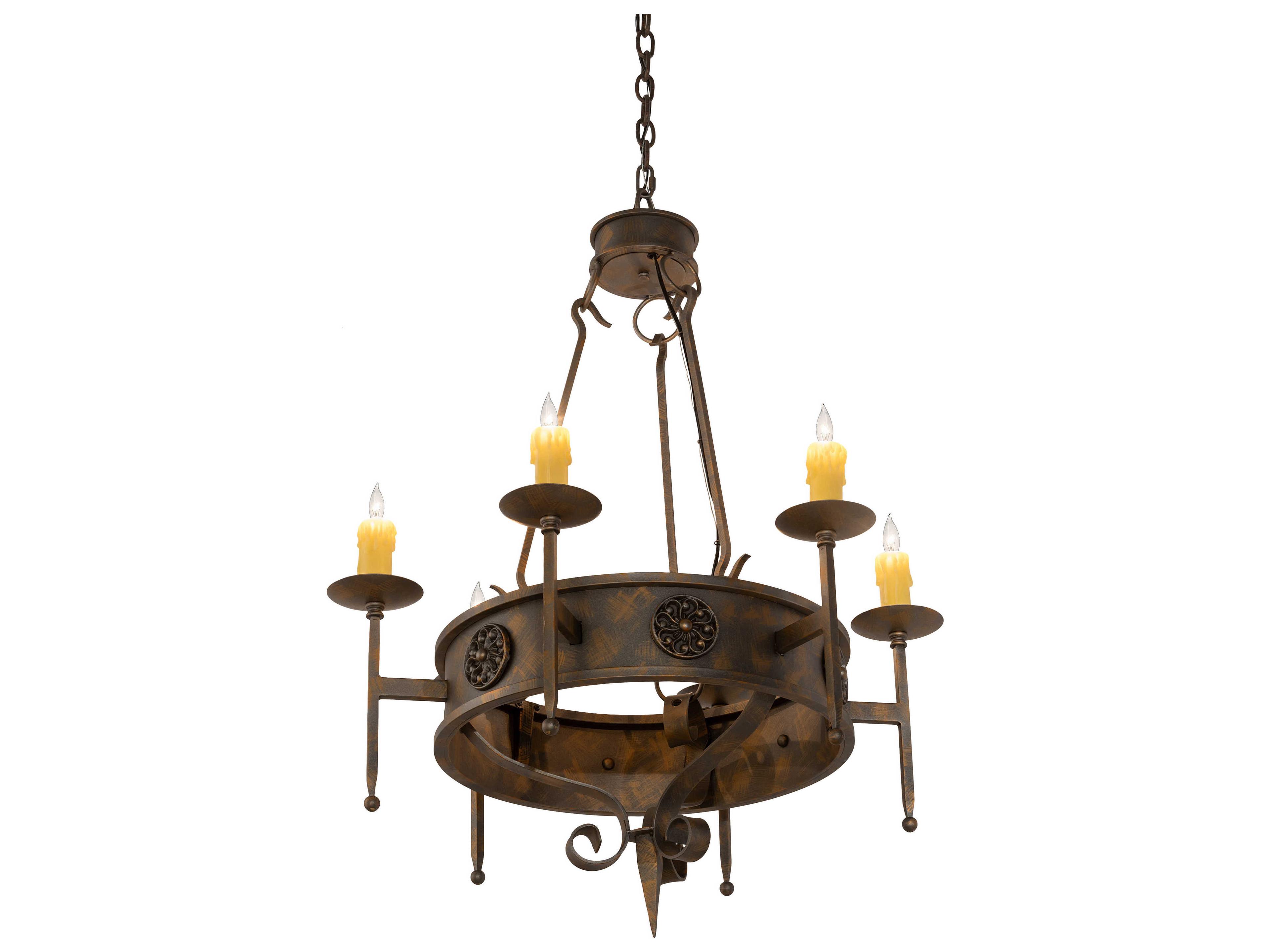 Meyda Lorenzo 6-Light Beige Brown Candelabra Chandelier