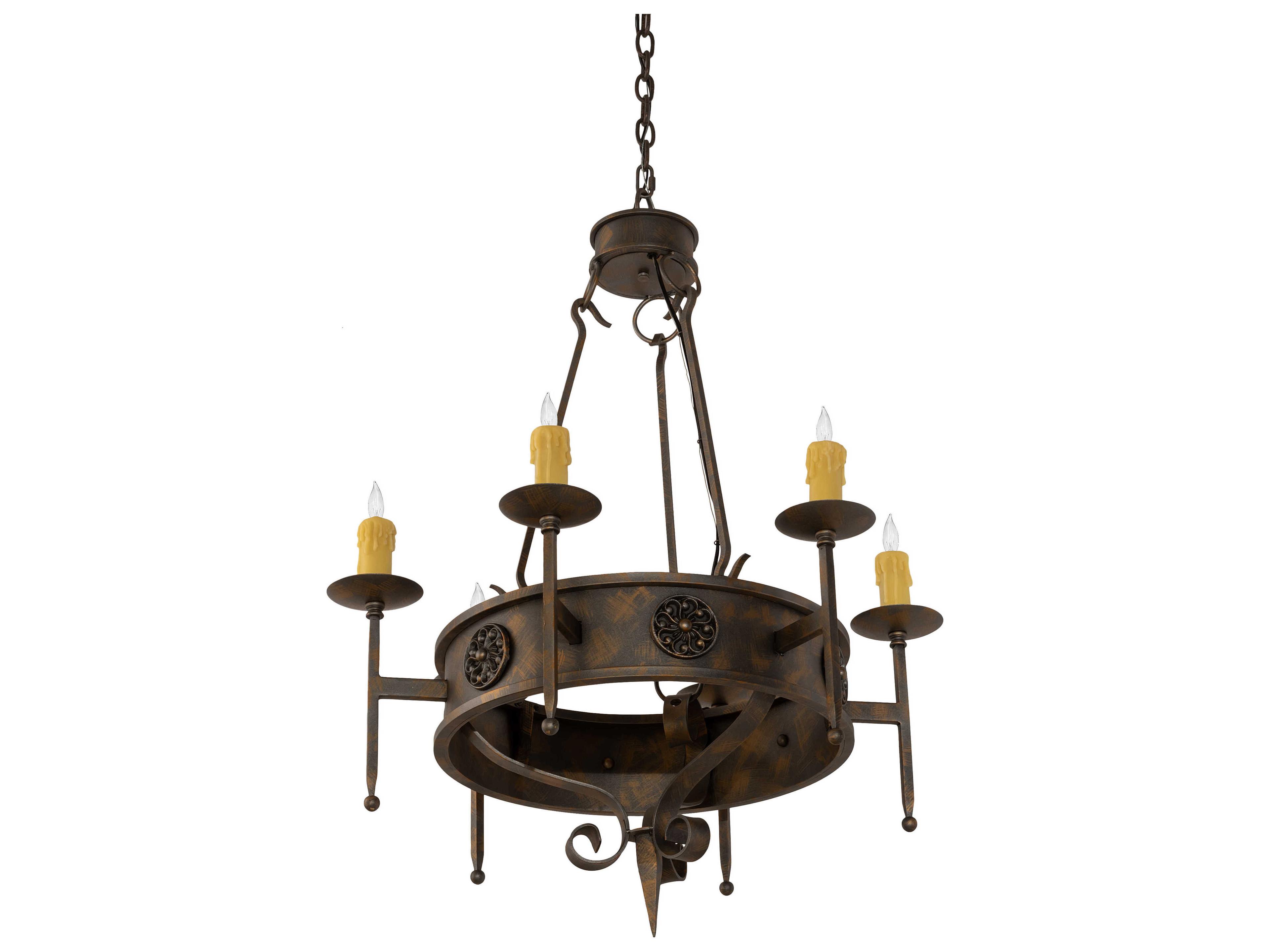 Meyda Lorenzo 6-Light Beige Brown Candelabra Chandelier