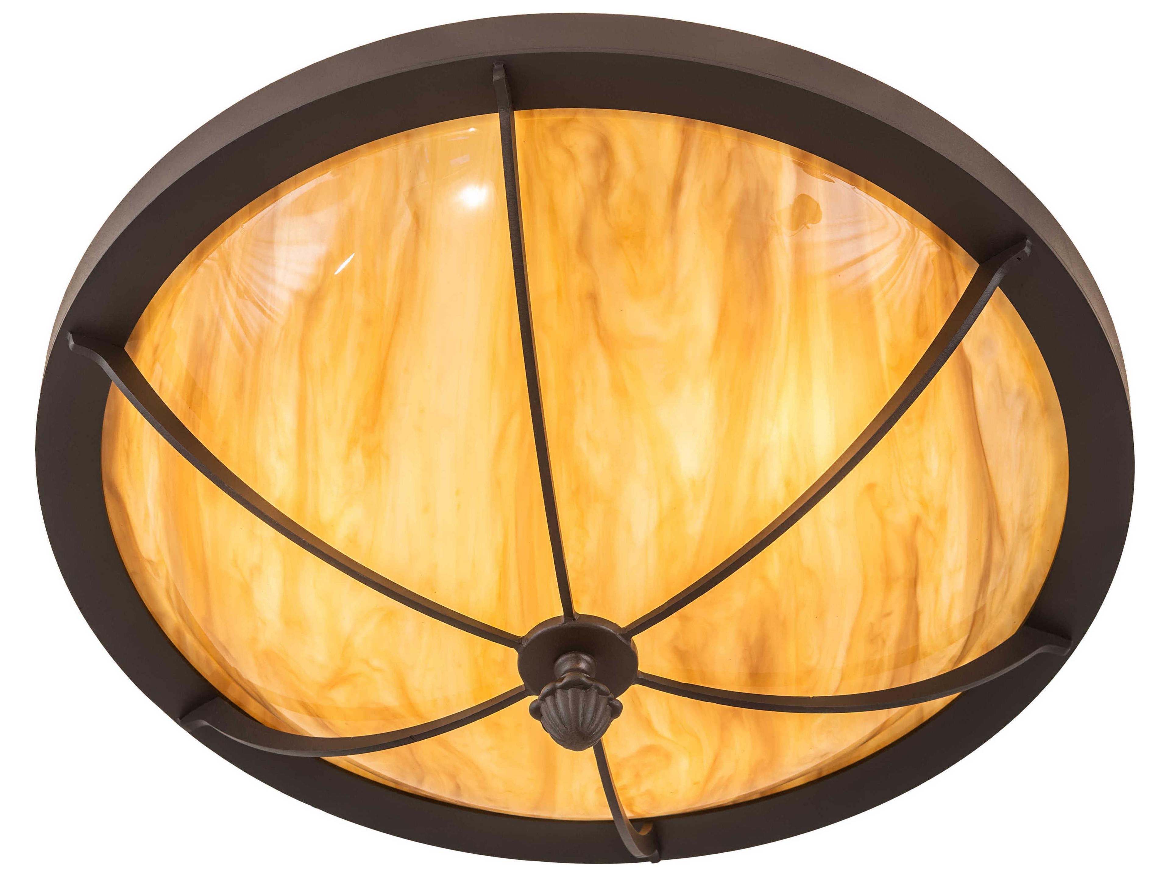 Meyda Dominga 3-Light Wrought Iron Black Bowl Flush Mount