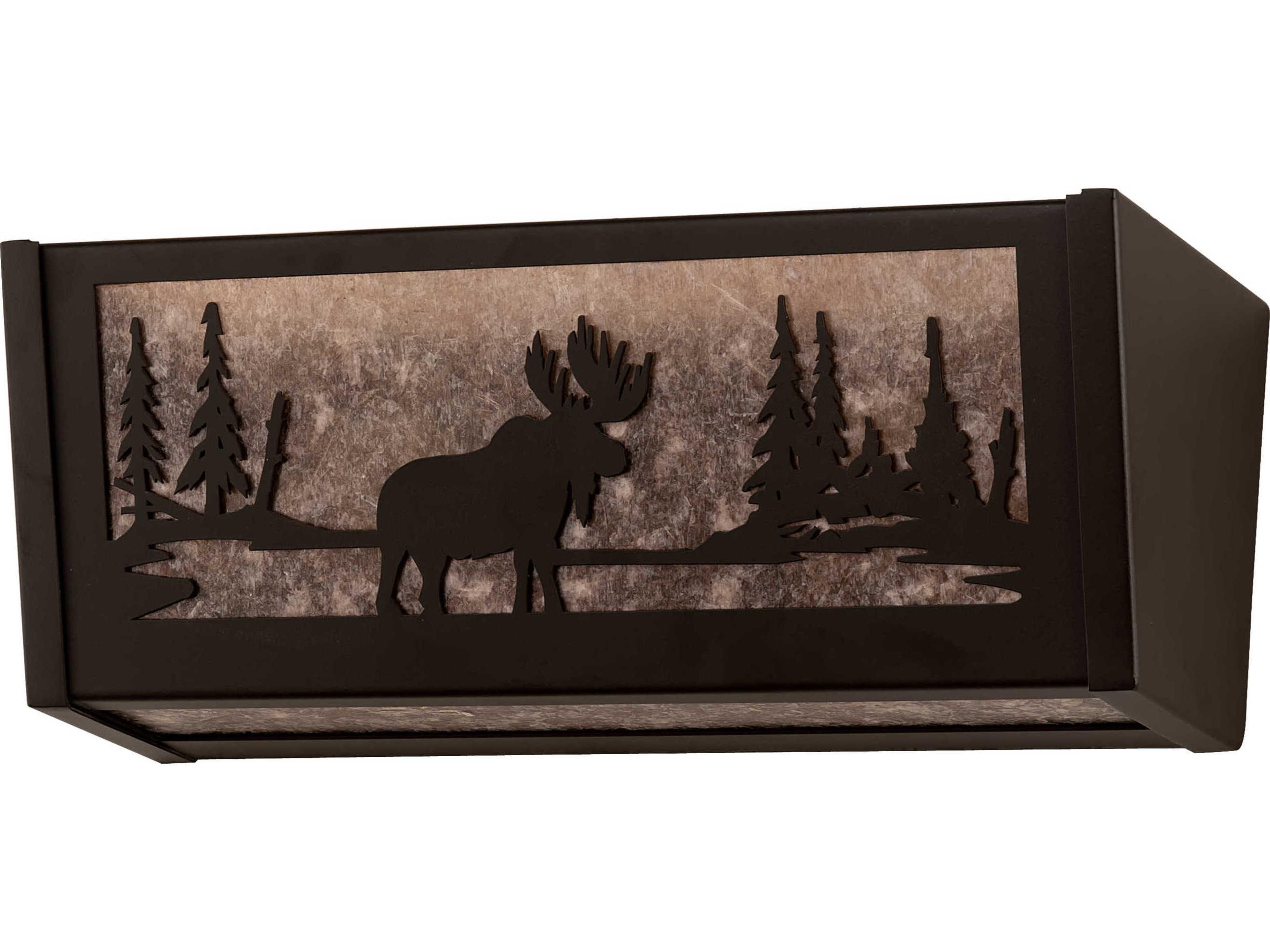 Meyda Moose At Lake 2-Light Oil Rubbed Bronze Silver Vanity Light