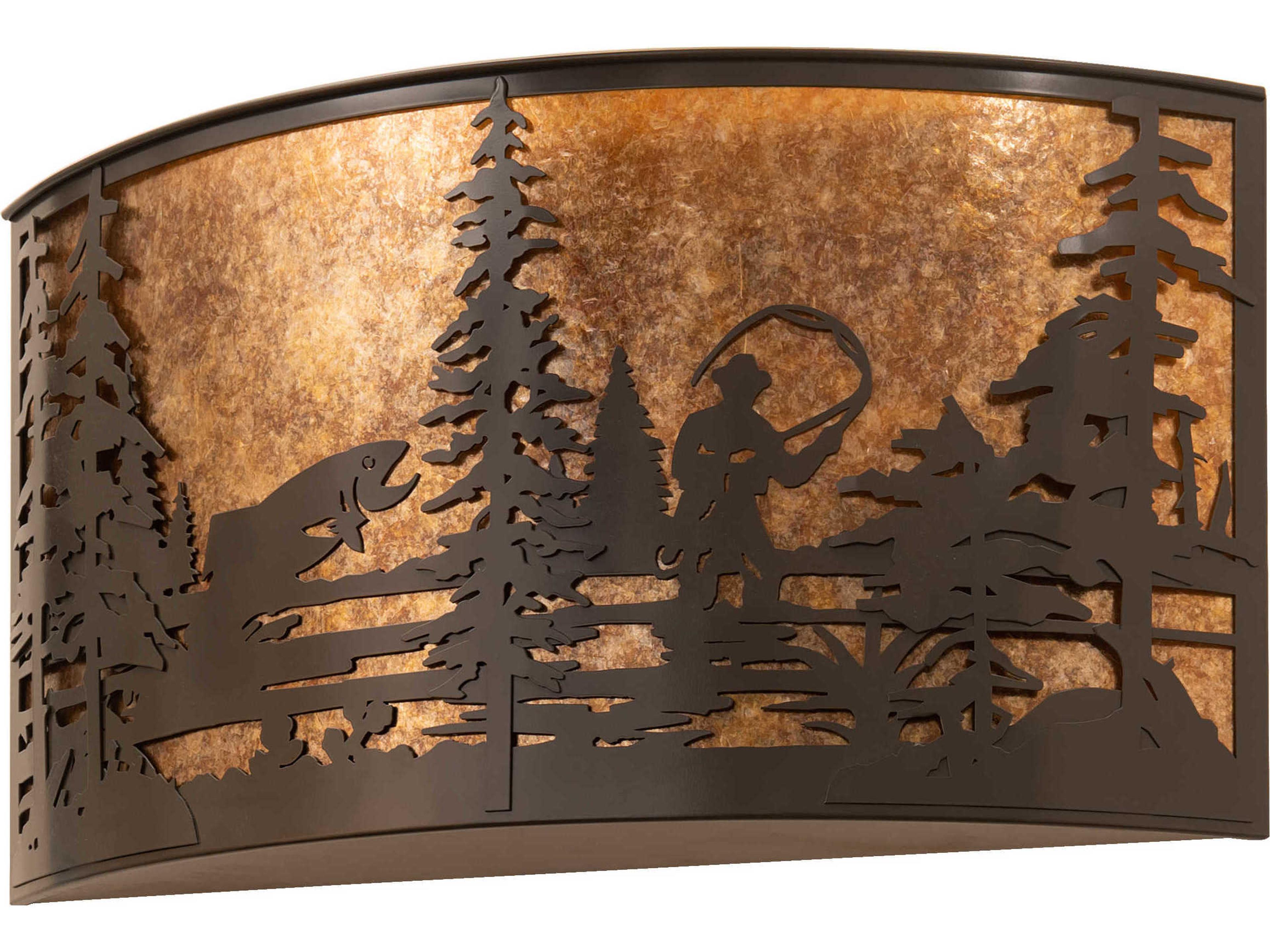 Meyda Fly Fishing 4-Light Timeless Bronze Brown Wall Sconce