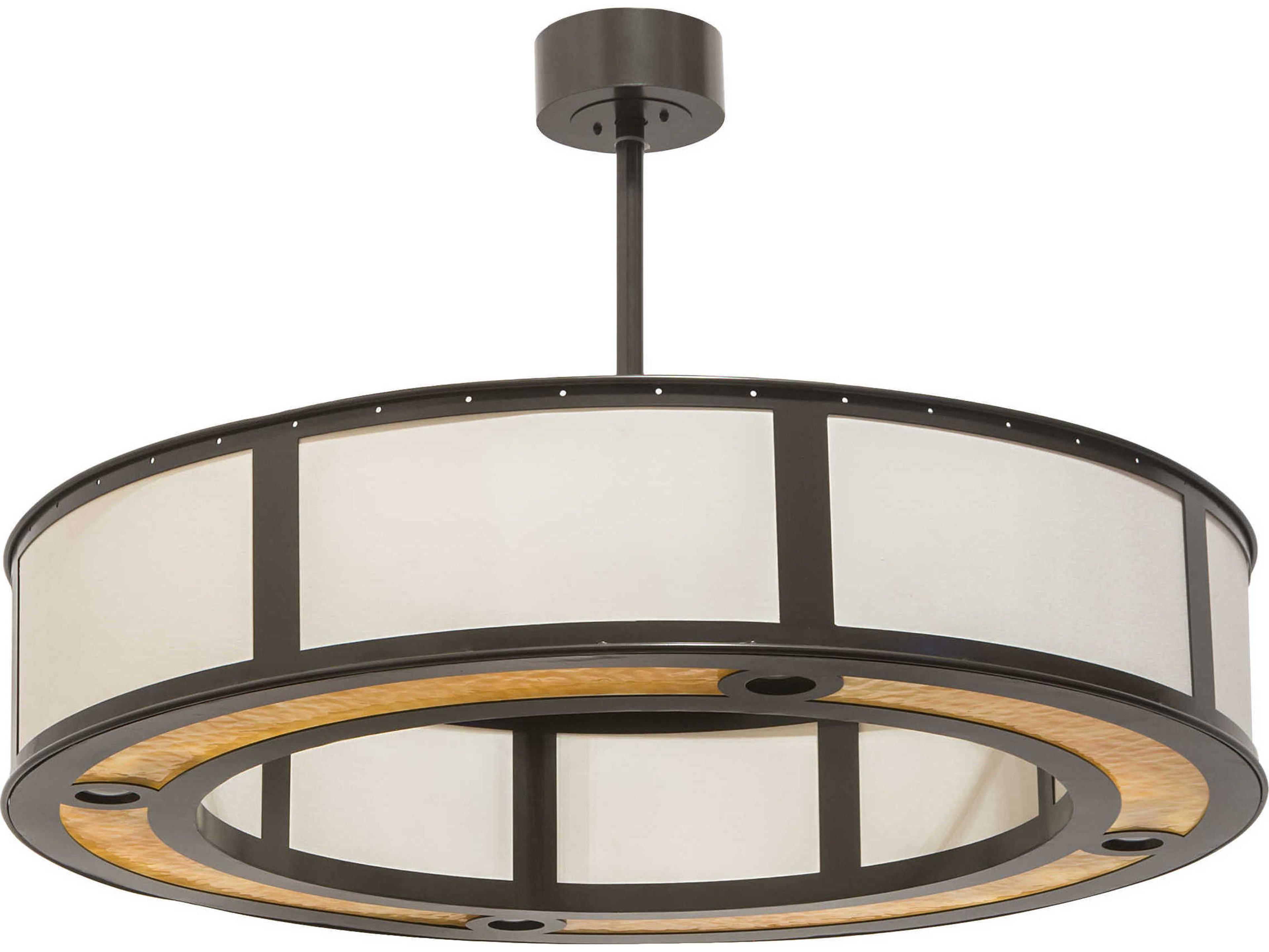 Meyda Maplewood 12-Light Timeless Bronze Off White Glass Drum Pendant