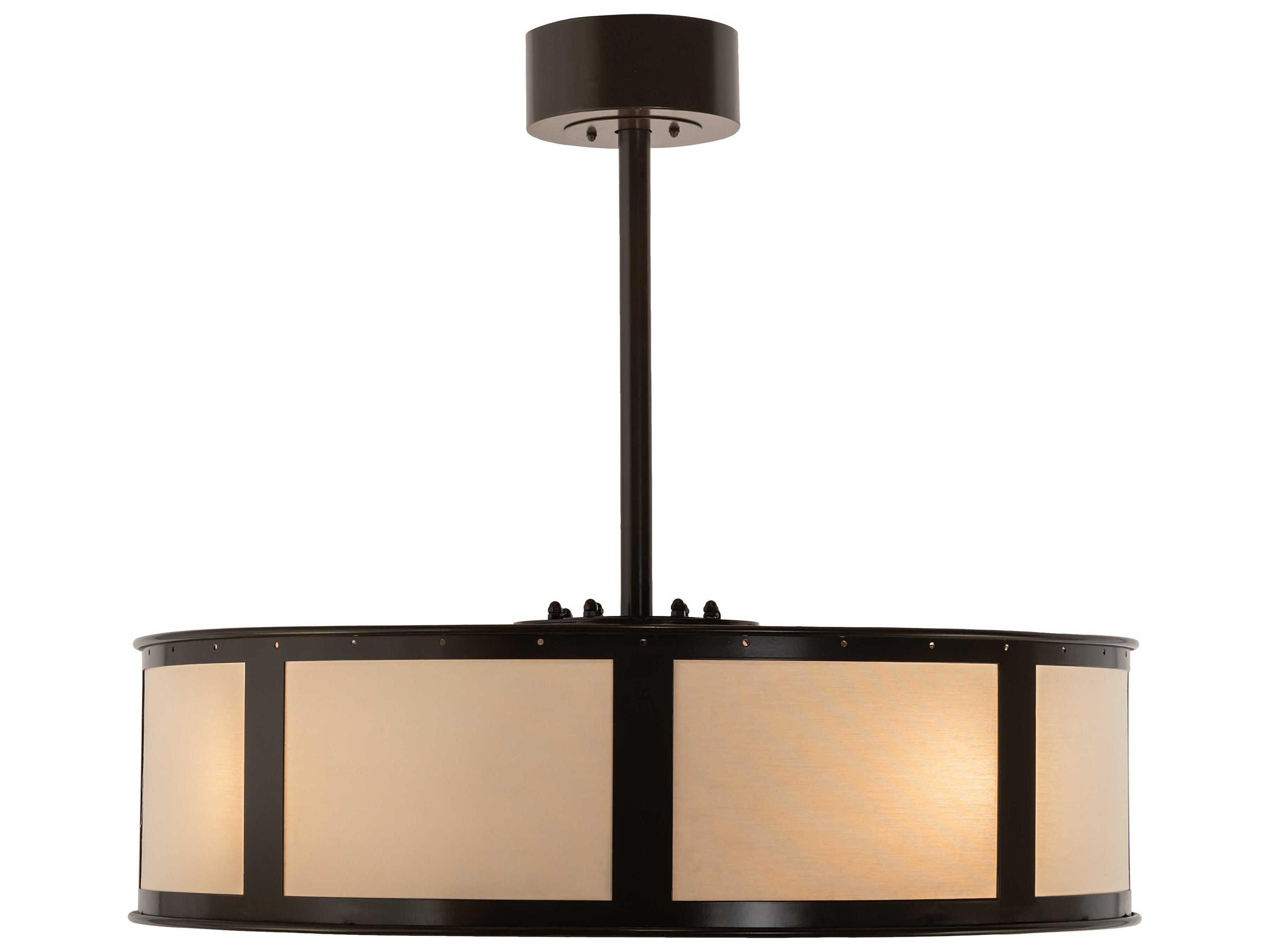 Meyda Maplewood 4 4-Light Timeless Bronze Off White Glass Drum Pendant