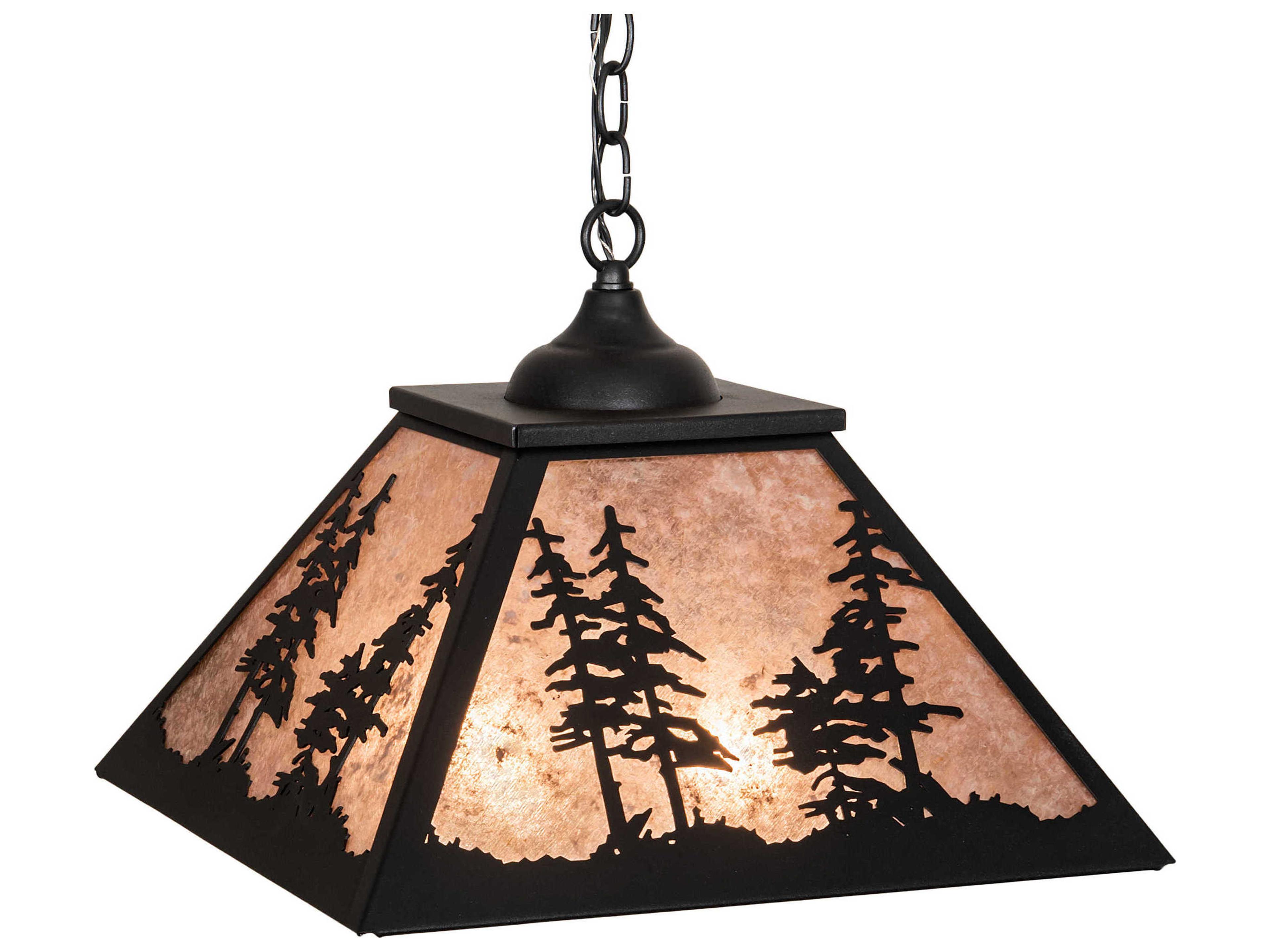 Meyda Tall Pines 2-Light Black Silver Mica Geometric Pendant