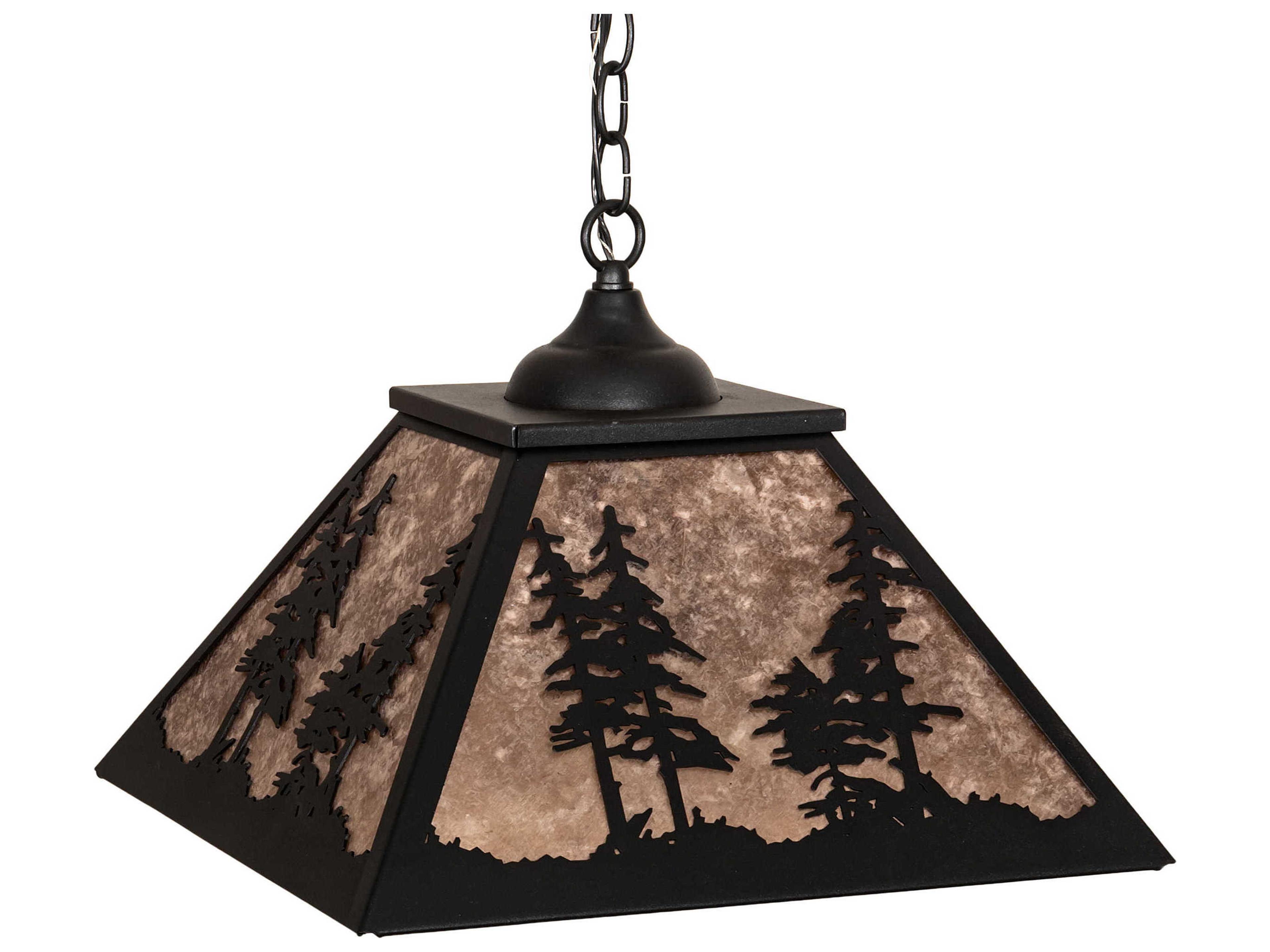Meyda Tall Pines 2-Light Black Silver Mica Geometric Pendant