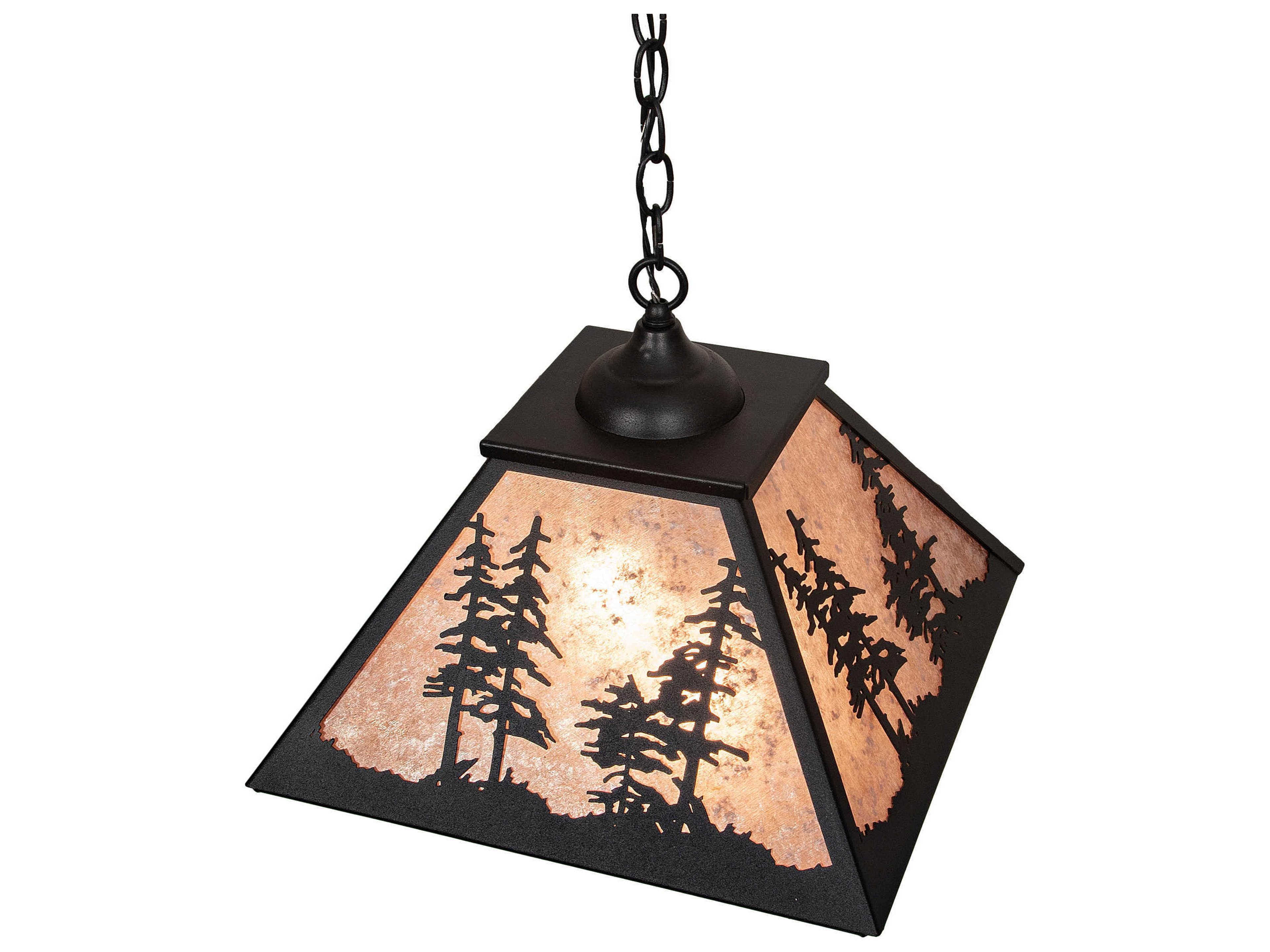 Meyda Tall Pines 2-Light Black Silver Mica Geometric Pendant