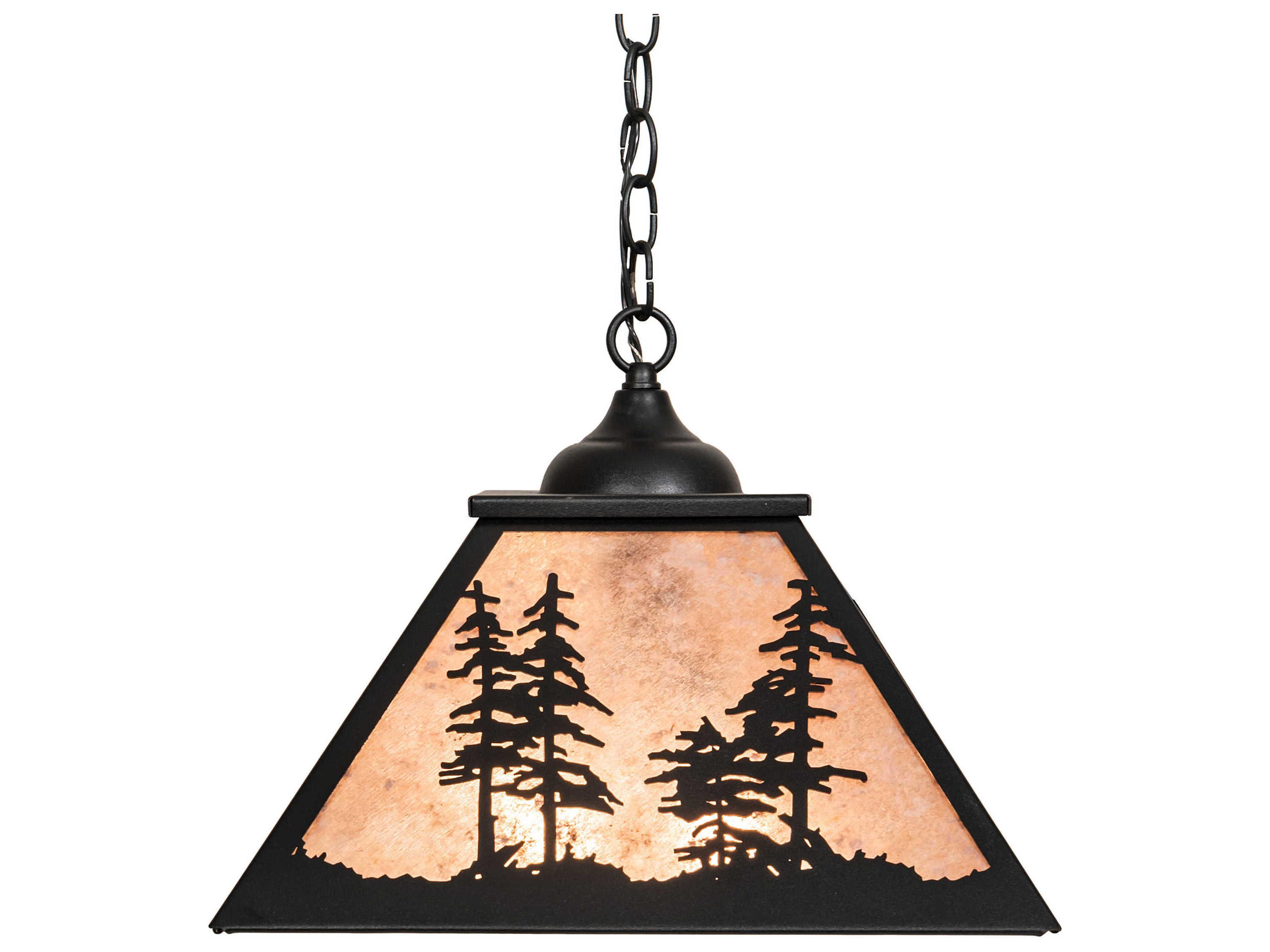 Meyda Tall Pines 2-Light Black Silver Mica Geometric Pendant