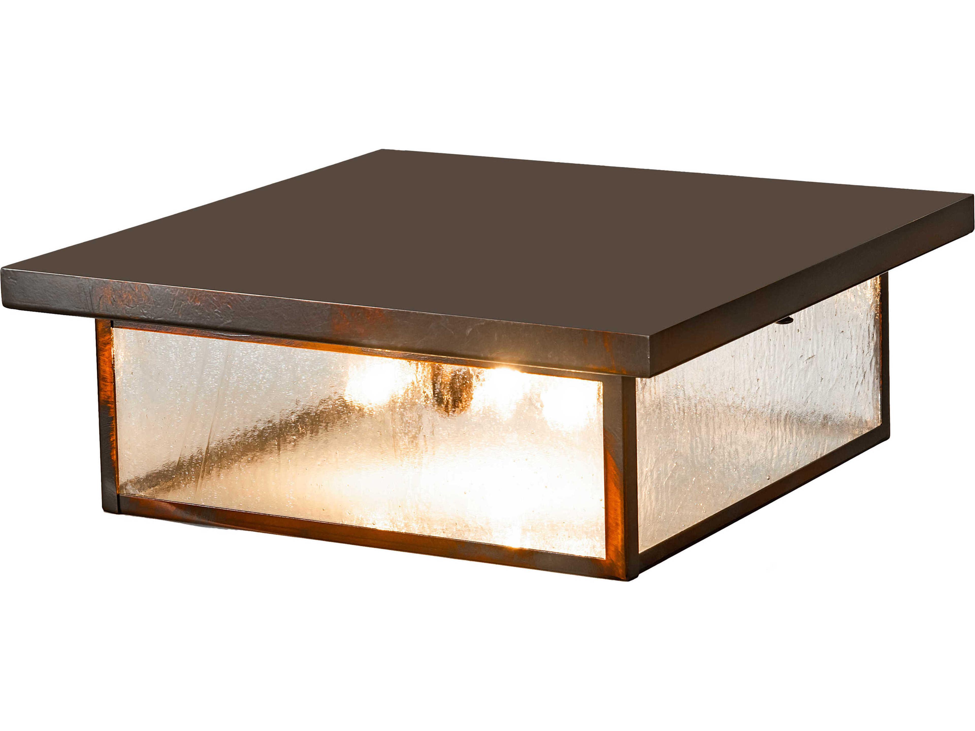 Meyda Mission 3-Light Old Copper Custom Glass Geometric Flush Mount