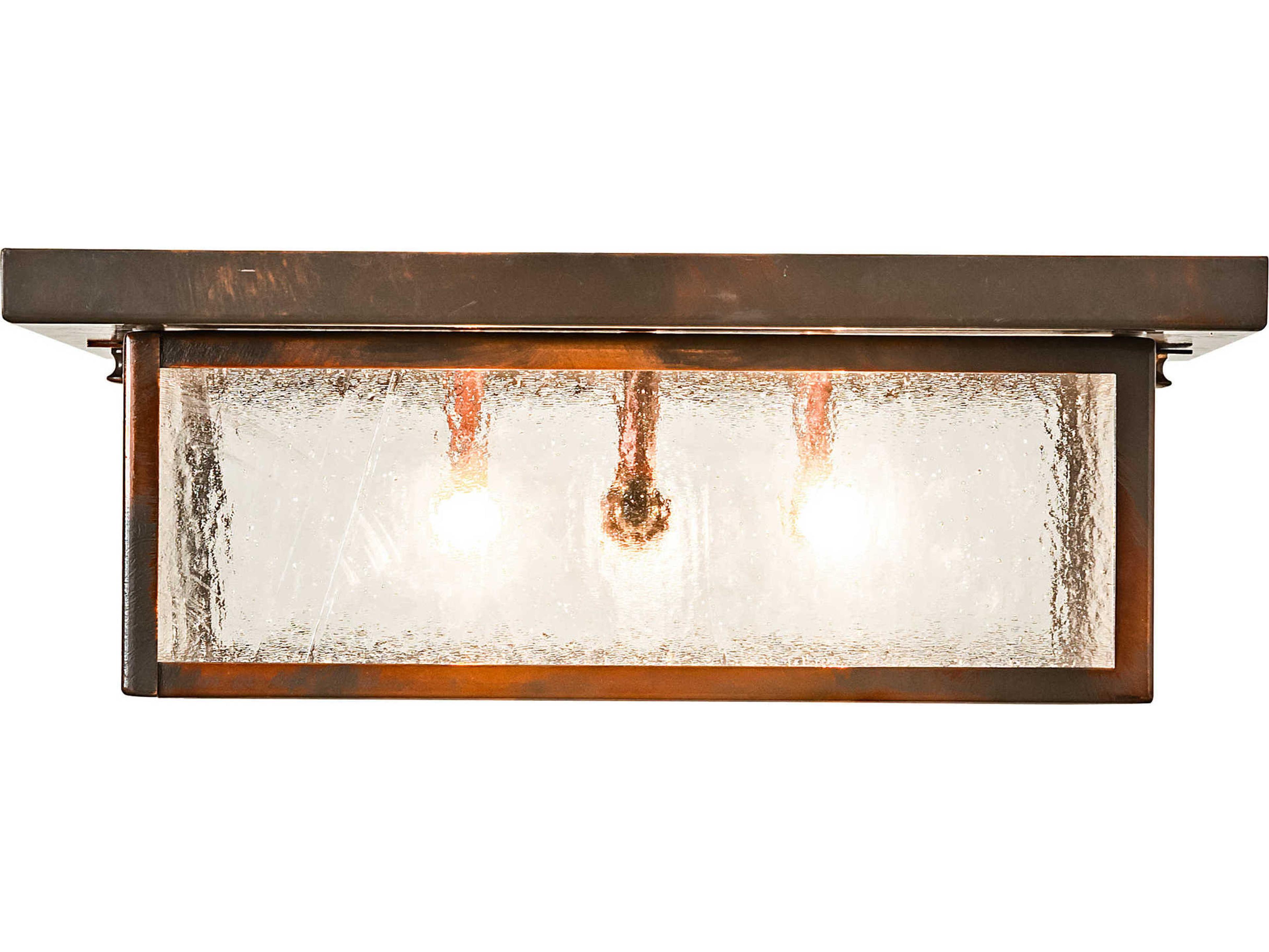 Meyda Mission 3-Light Old Copper Custom Glass Geometric Flush Mount