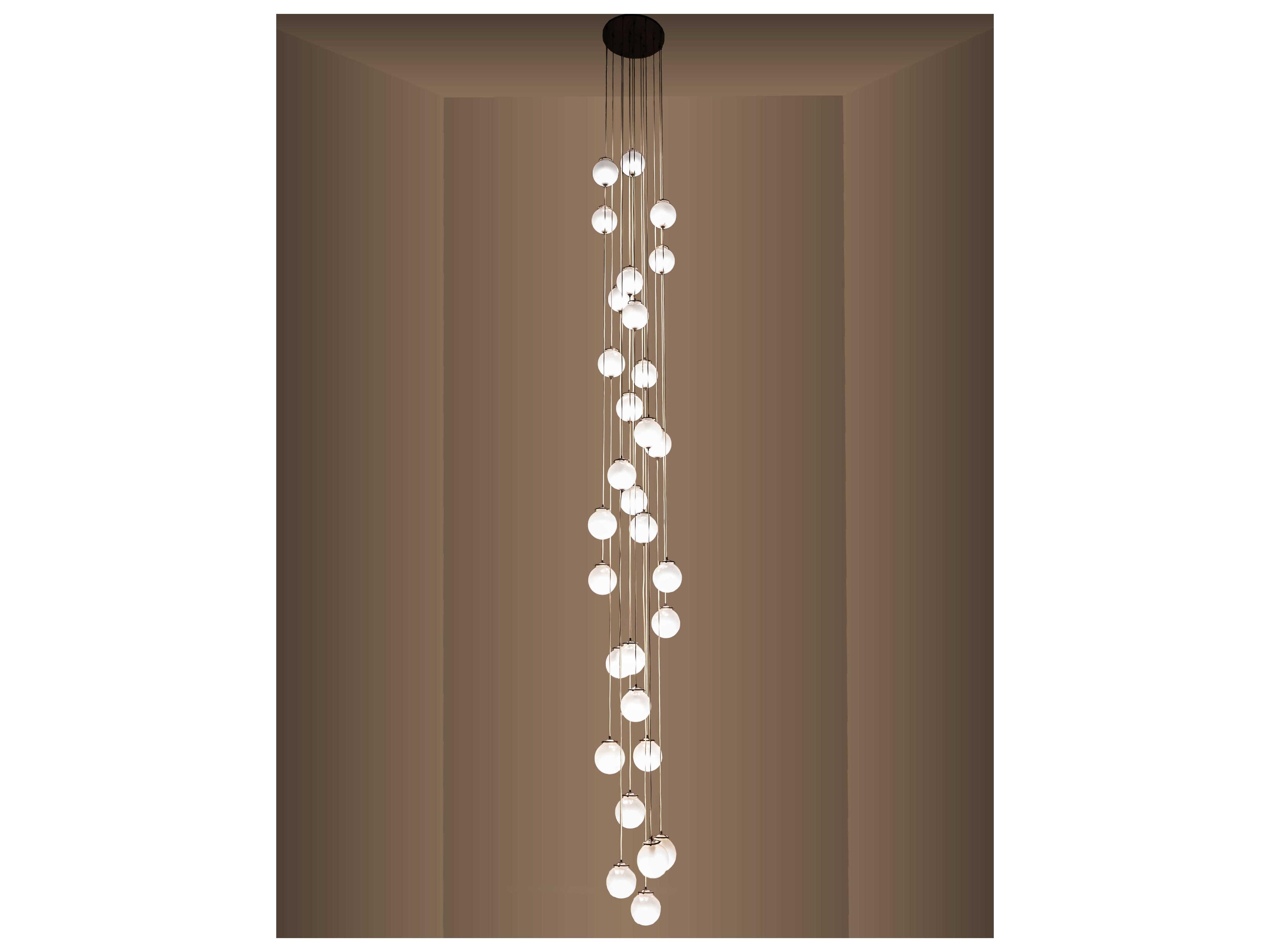 Meyda Bola 30-Light Mahogany Bronze White Glass LED Pendant