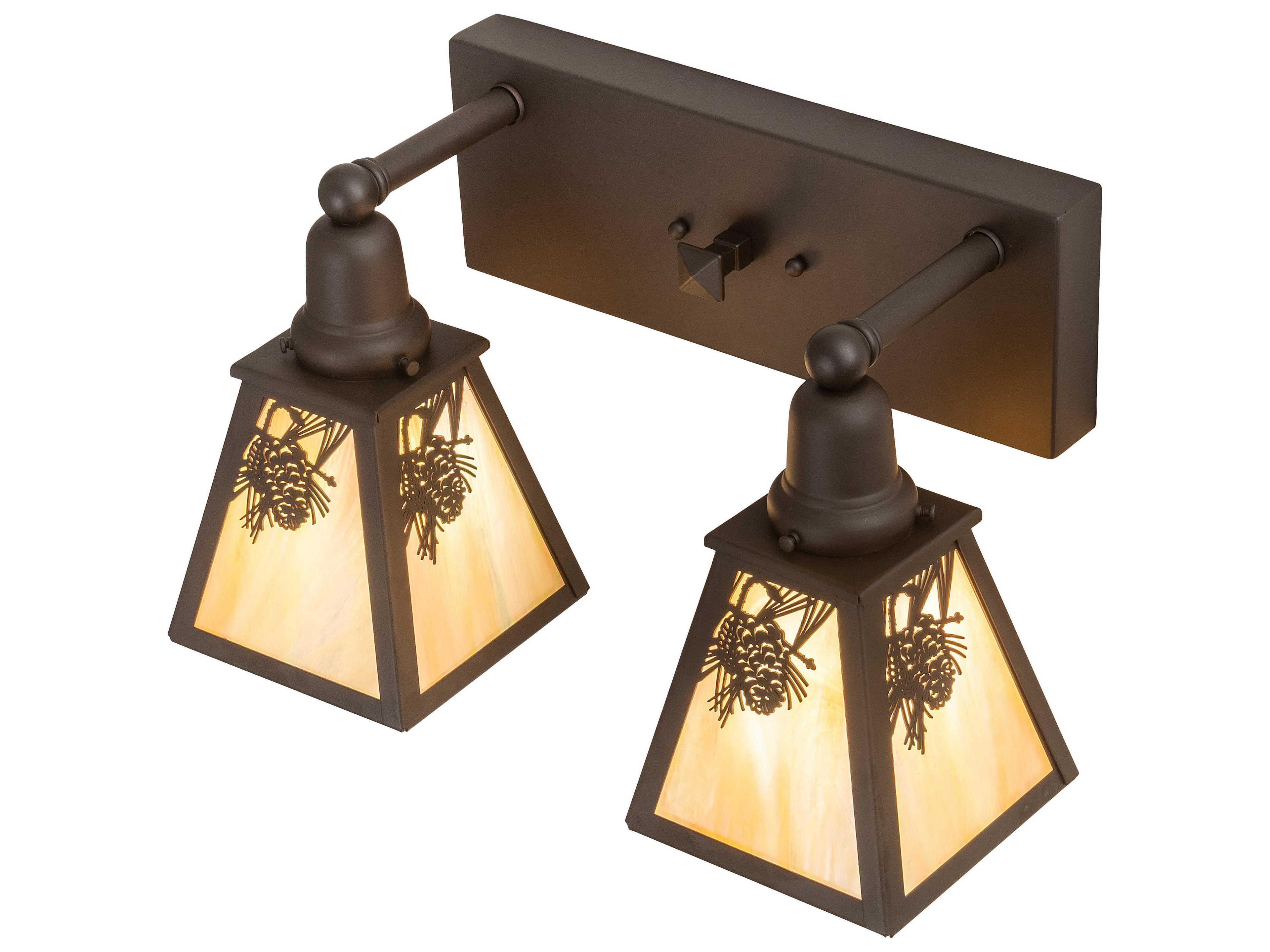 Meyda Winter Pine 2-Light Oil Rubbed Bronze Off White Glass Vanity Light