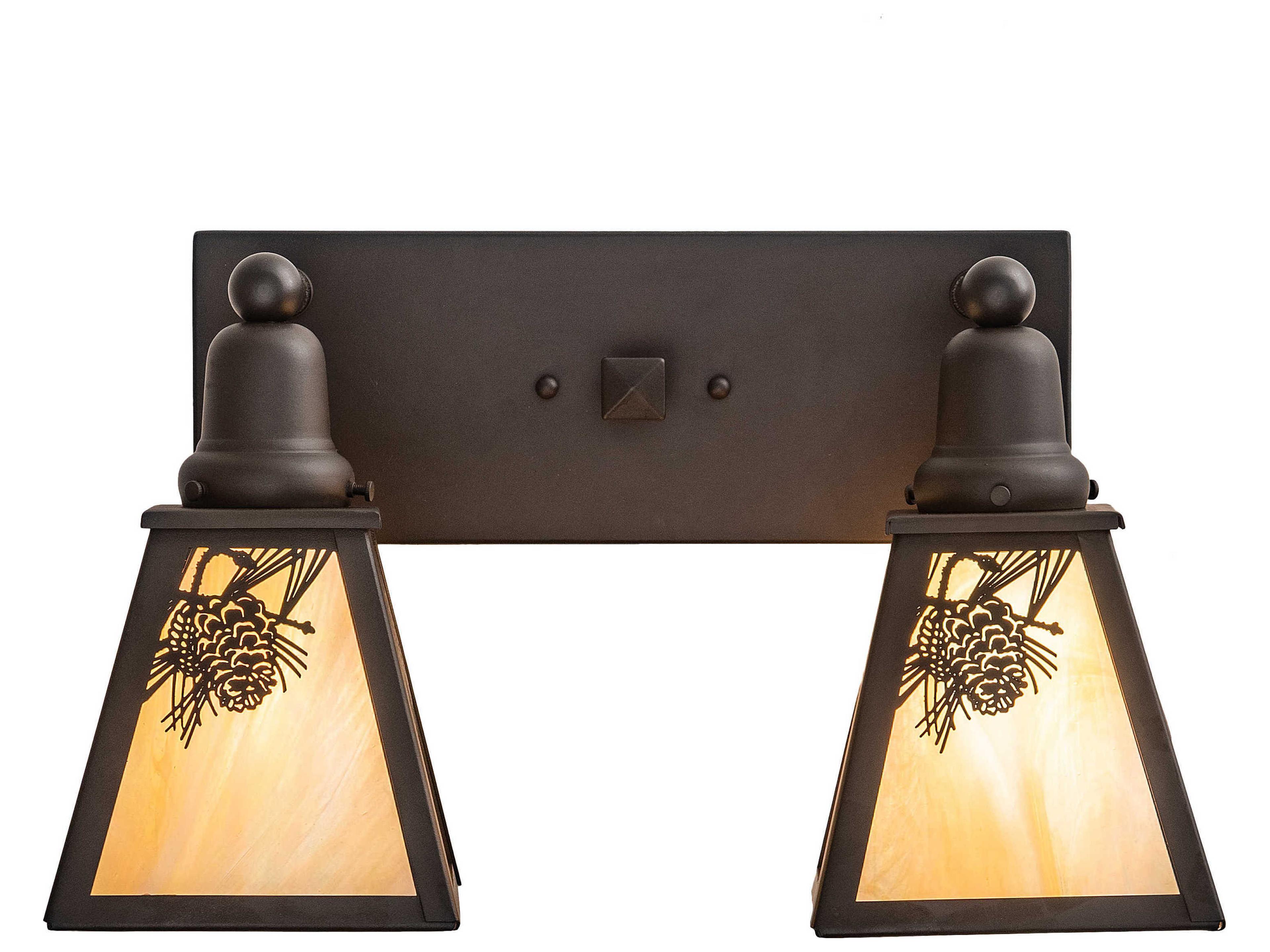 Meyda Winter Pine 2-Light Oil Rubbed Bronze Off White Glass Vanity Light