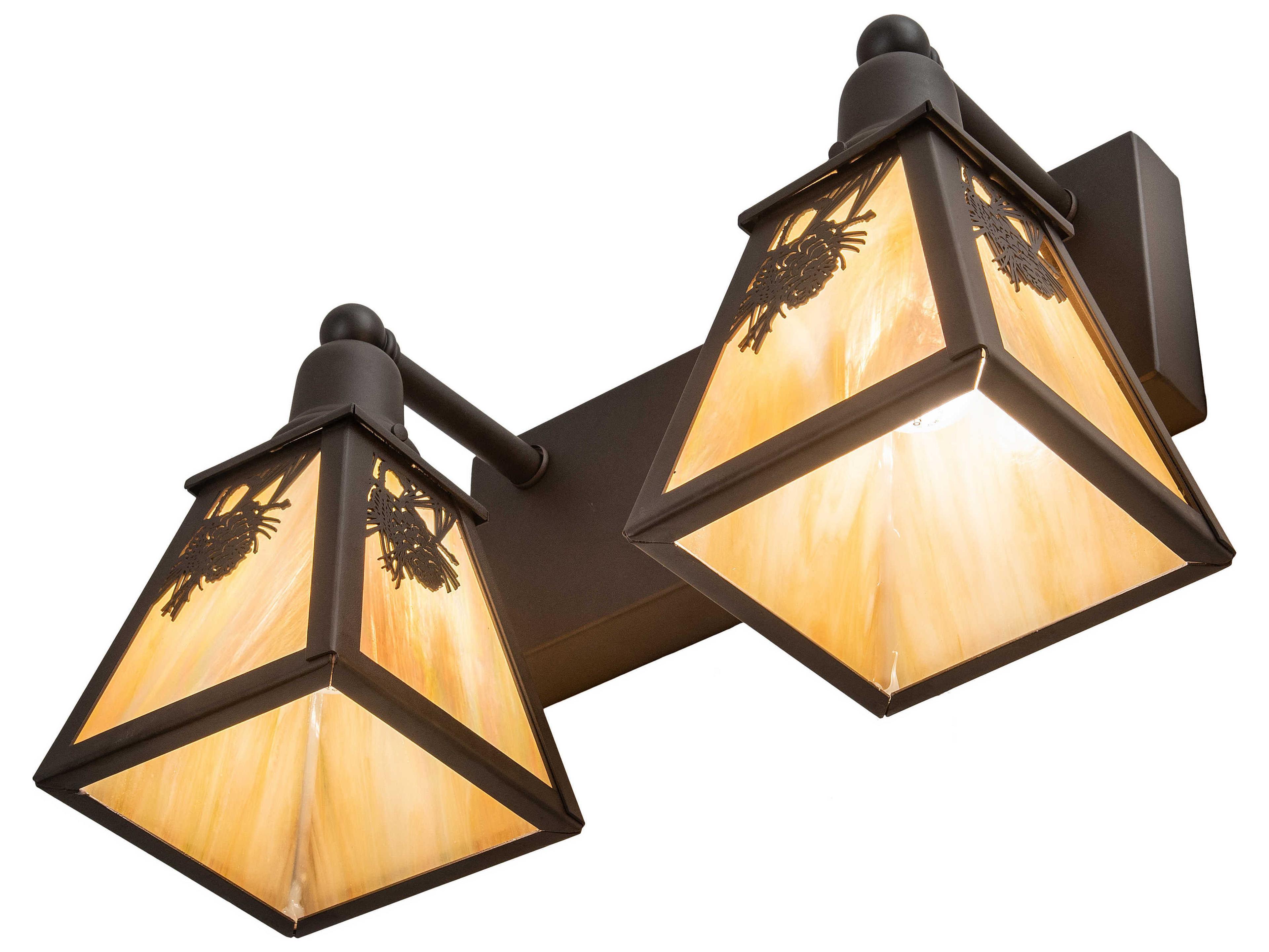 Meyda Winter Pine 2-Light Oil Rubbed Bronze Off White Glass Vanity Light