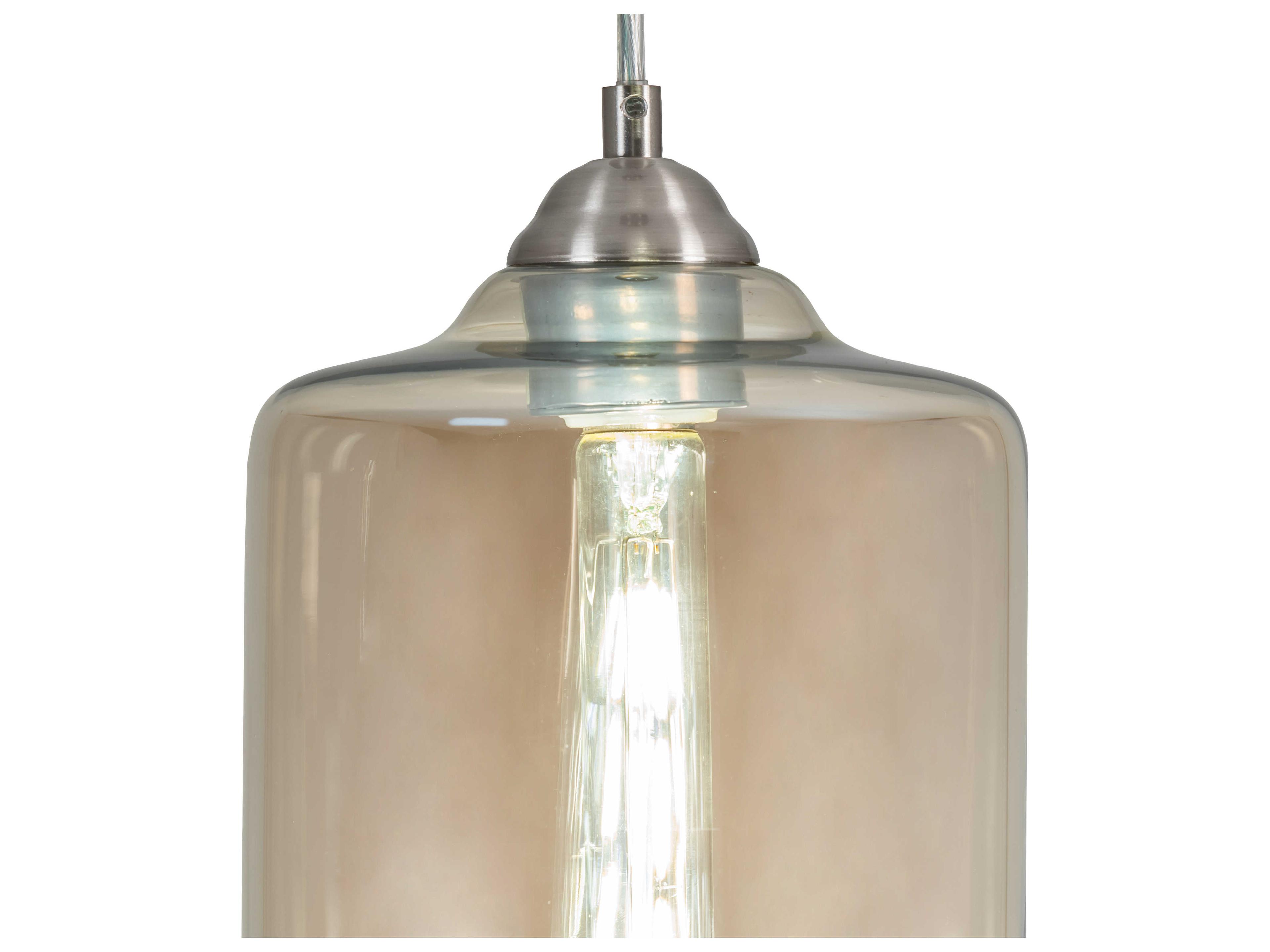 Meyda Mersch 1-Light Brushed Nickel Glass Cylinder Lantern Mini Pendant