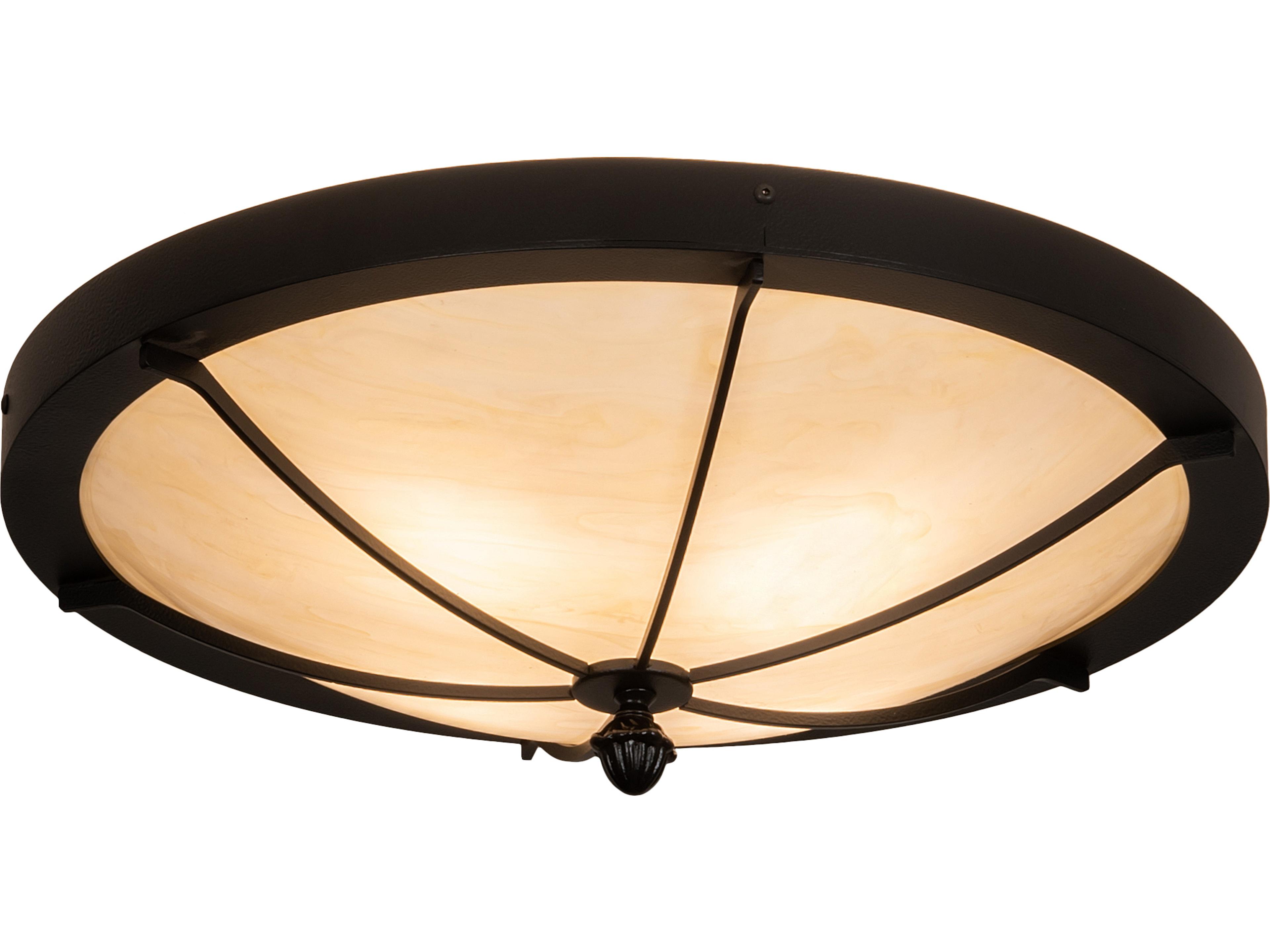 Meyda Dominga 4-Light Black Beige Off White Bowl Flush Mount