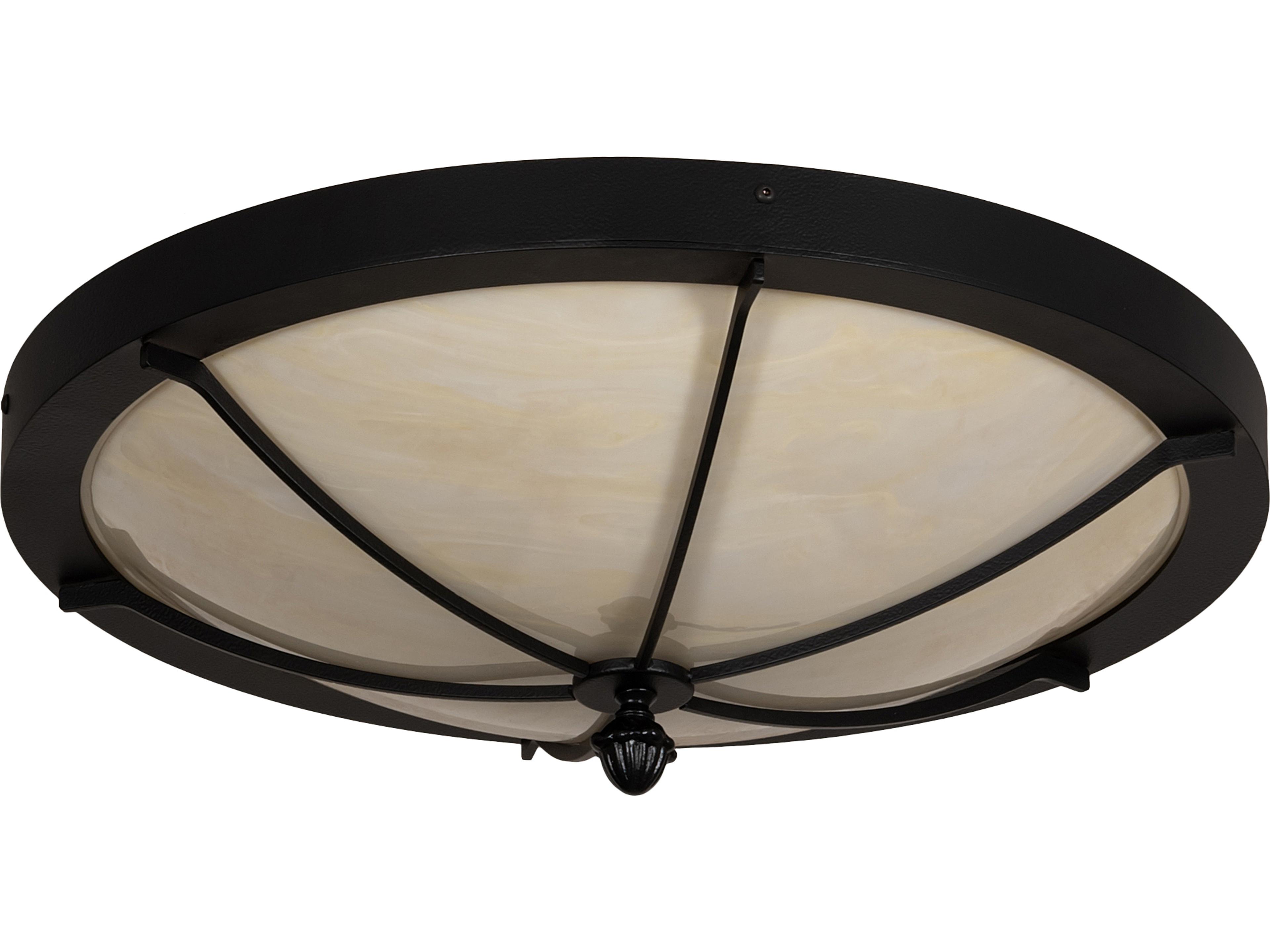 Meyda Dominga 4-Light Black Beige Off White Bowl Flush Mount